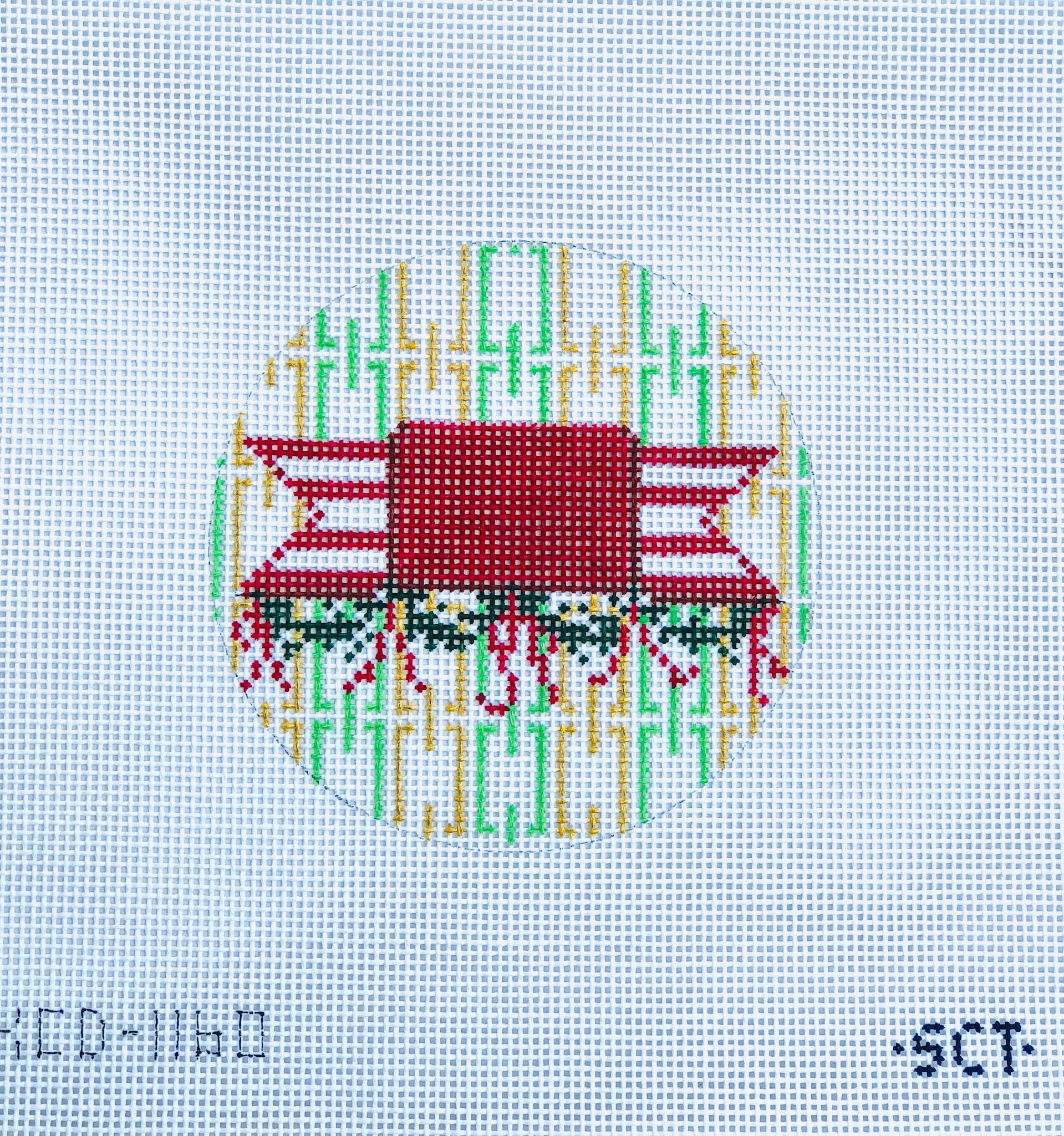 Holiday Ribbon Ornament Canvas - KC Needlepoint