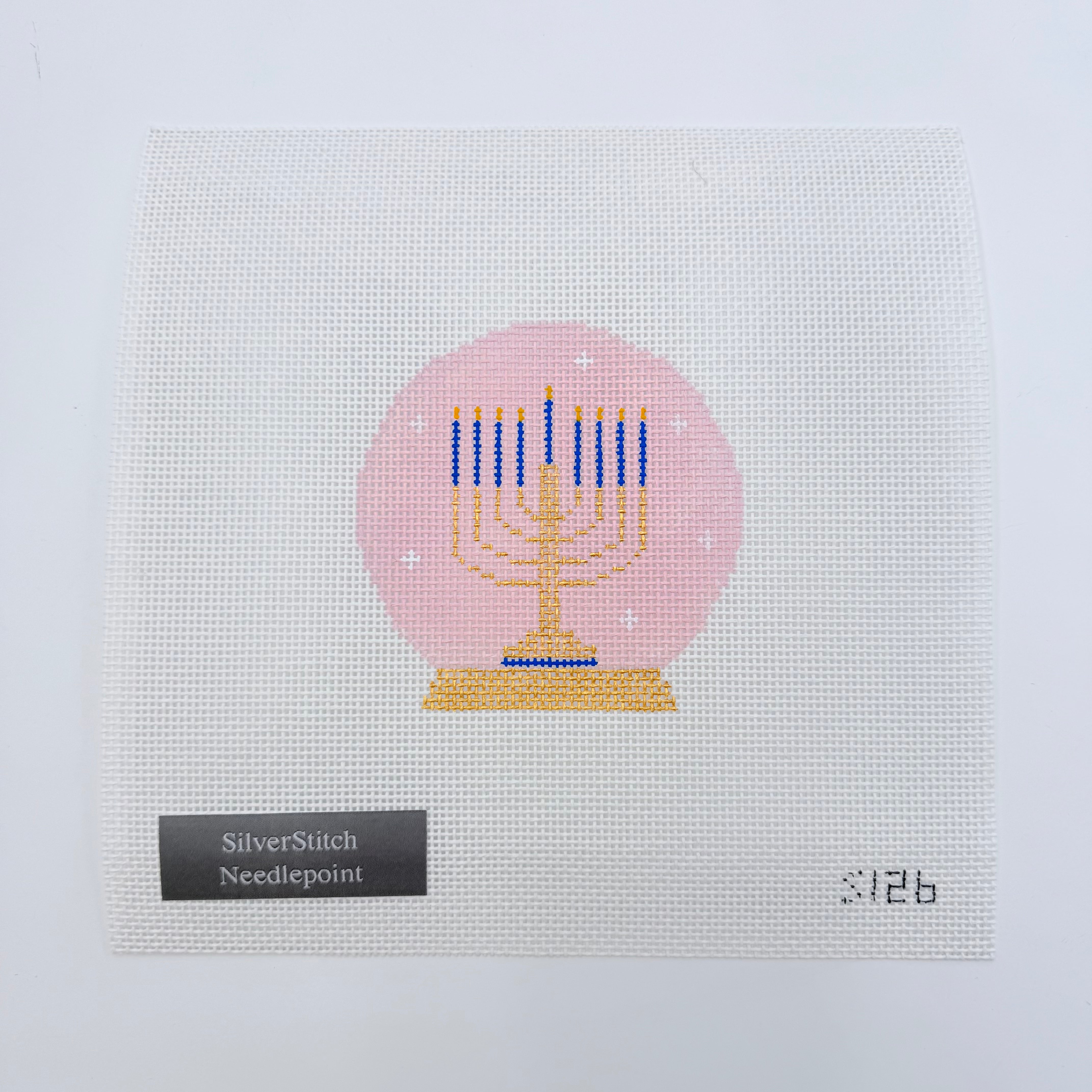 Menorah Snow Globe Canvas - KC Needlepoint