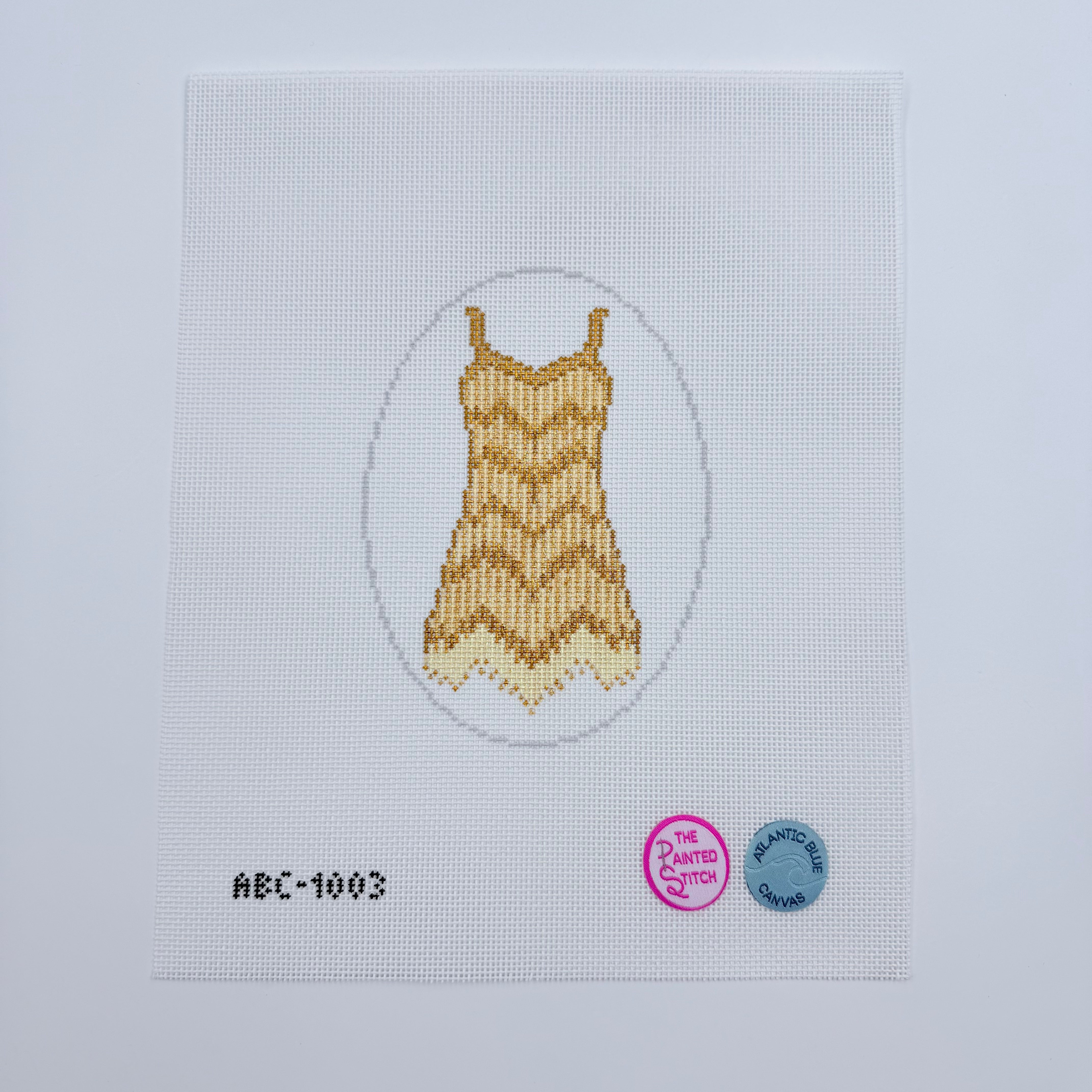 Fearless Gold Sparkle Dress Canvas - KC Needlepoint