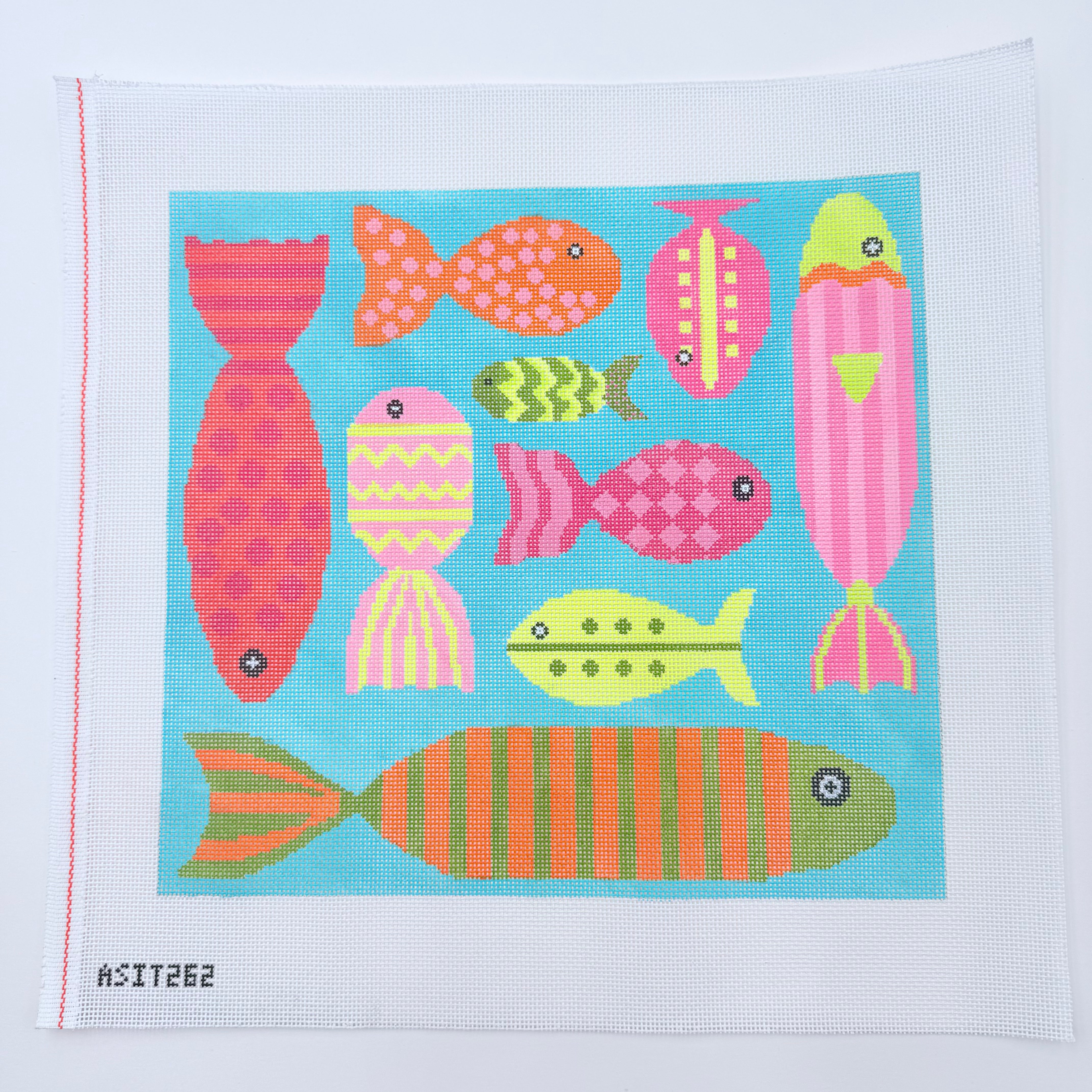 Colorful Fishes on Blue Canvas - KC Needlepoint