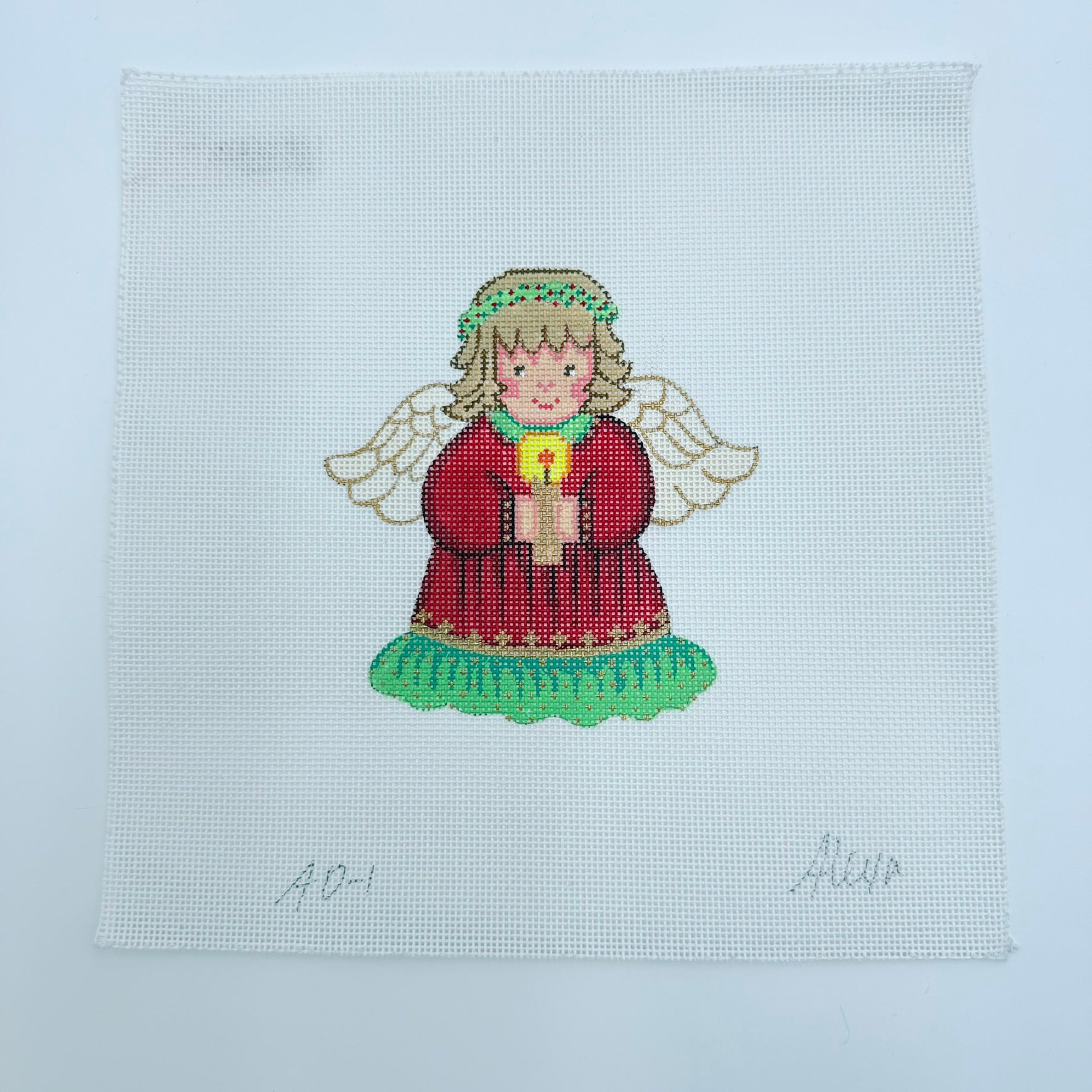 Angel in Red Canvas - KC Needlepoint