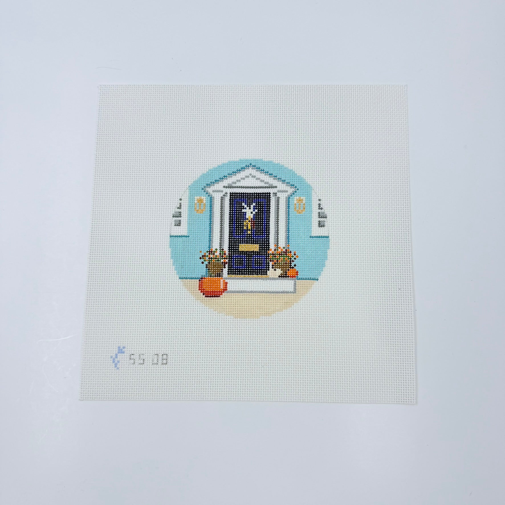 New England Autumn Door Canvas - KC Needlepoint