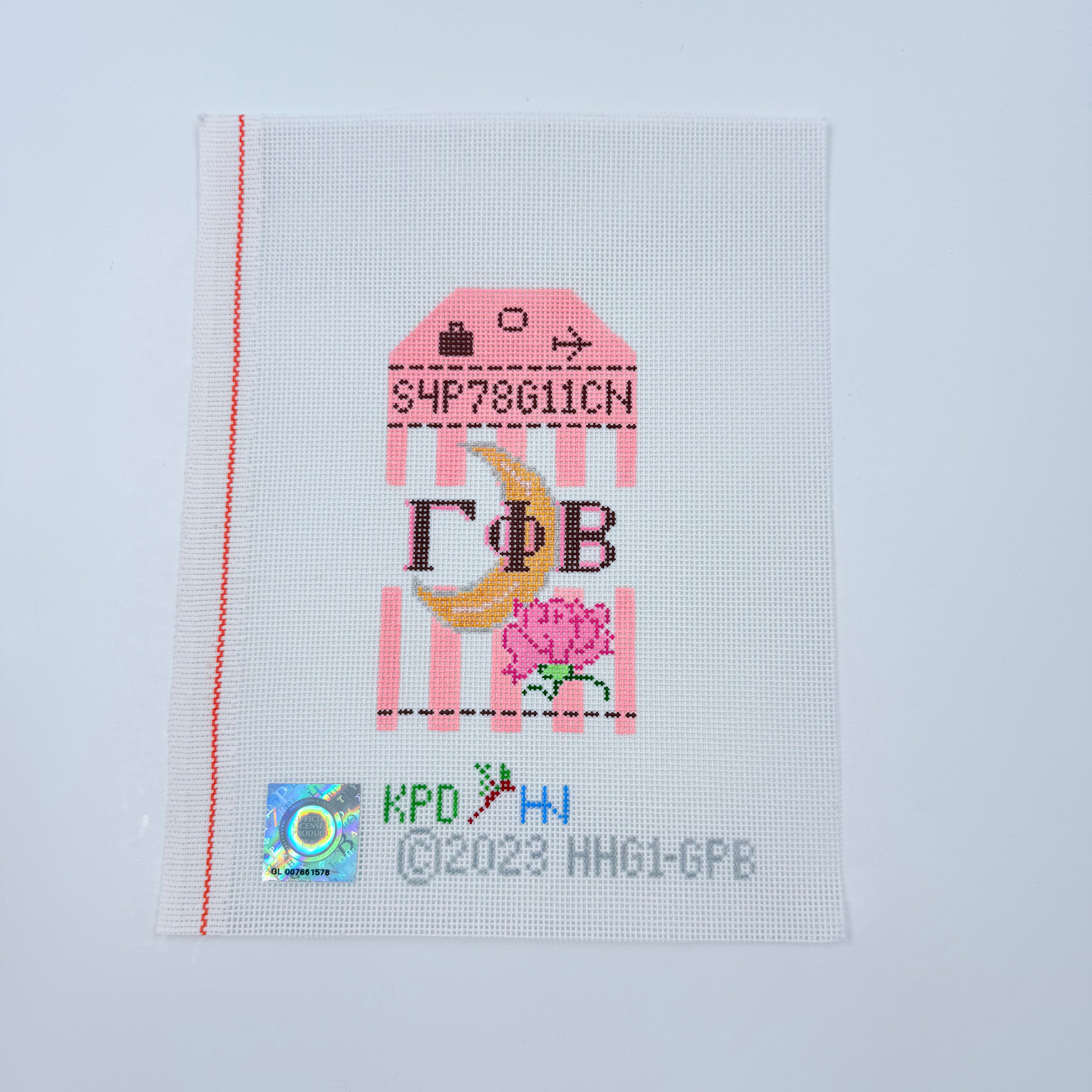 Gamma Phi Beta Travel Tag Canvas - KC Needlepoint