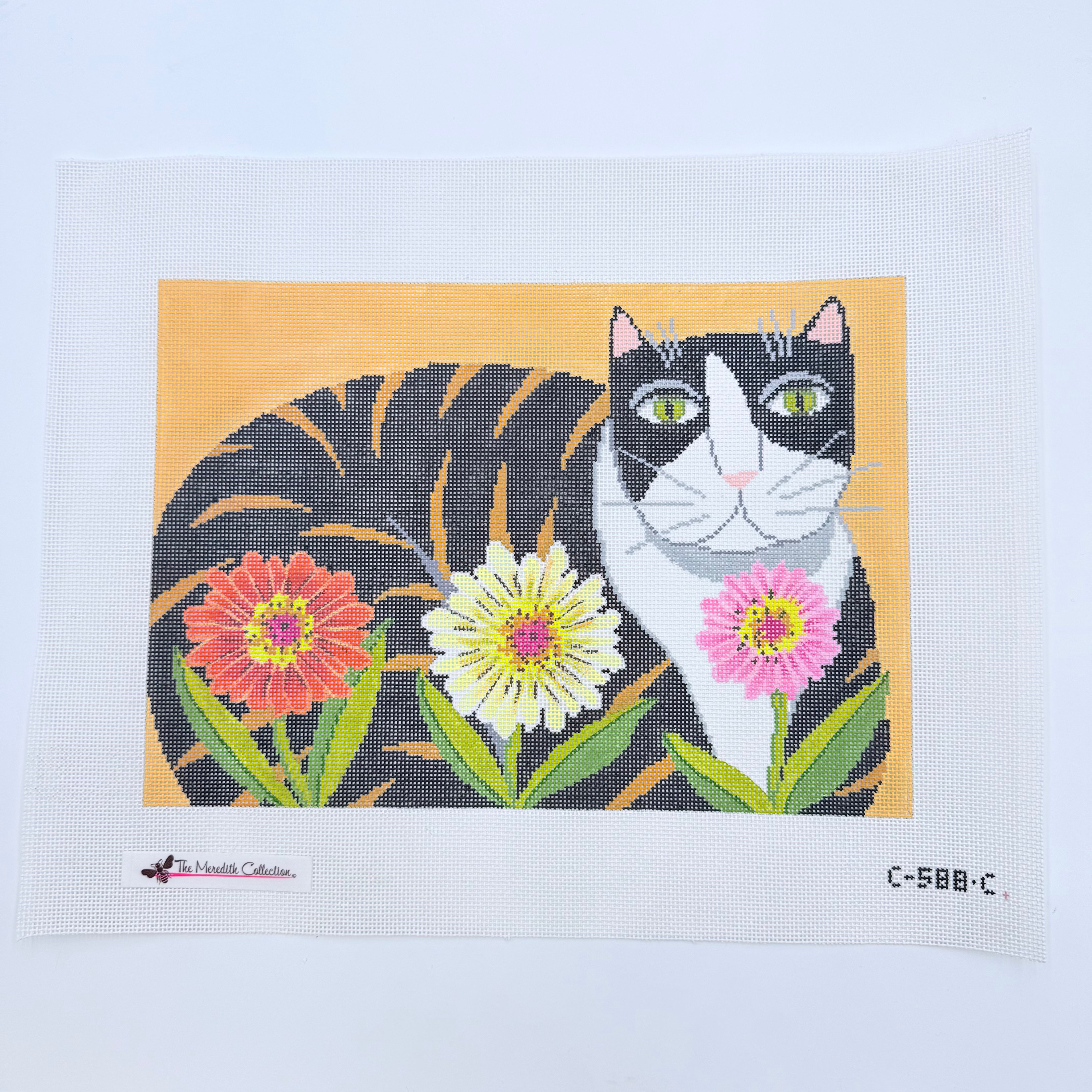 Petal Pusher - Cat Canvas - KC Needlepoint