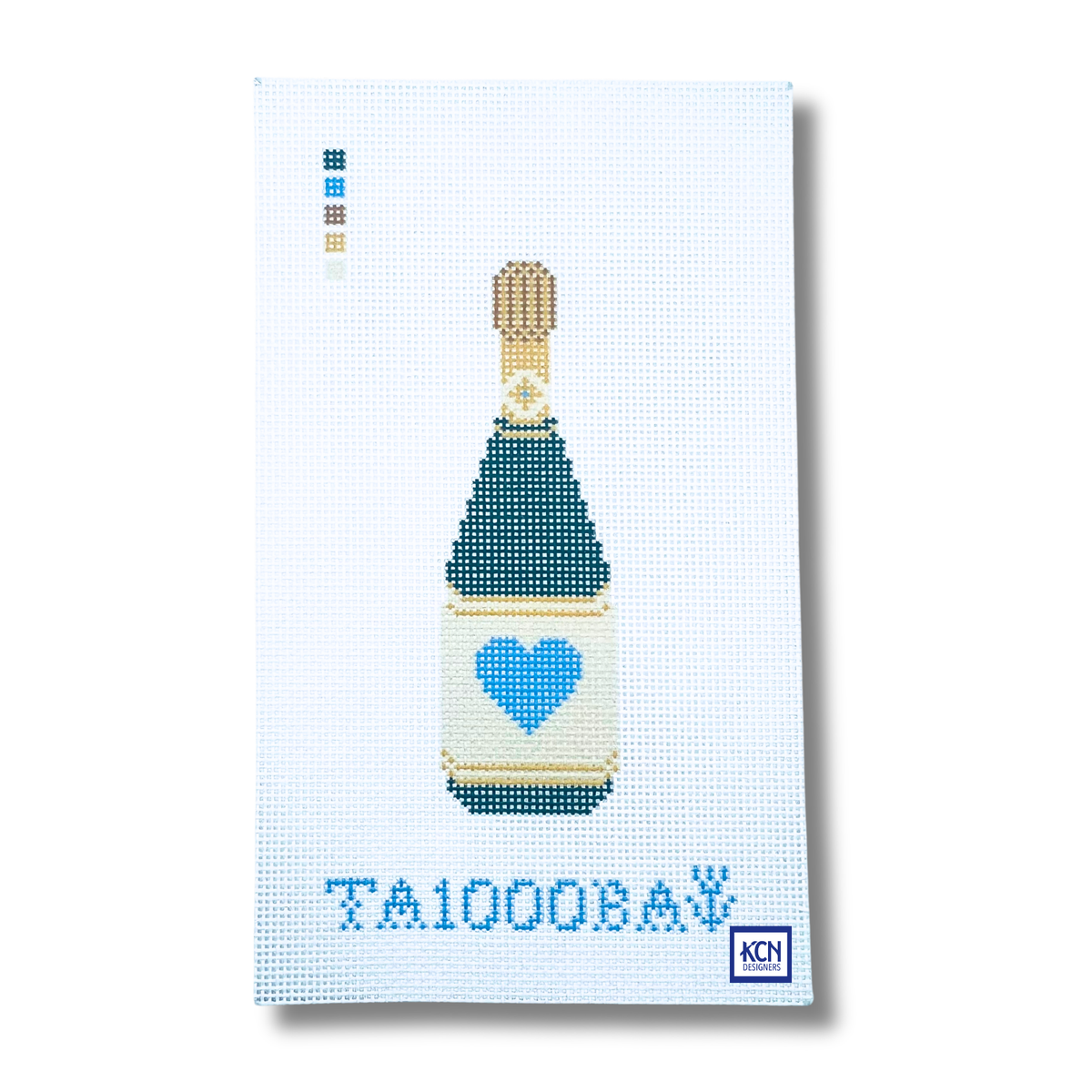 Heart Champagne Bottle Canvas - KC Needlepoint
