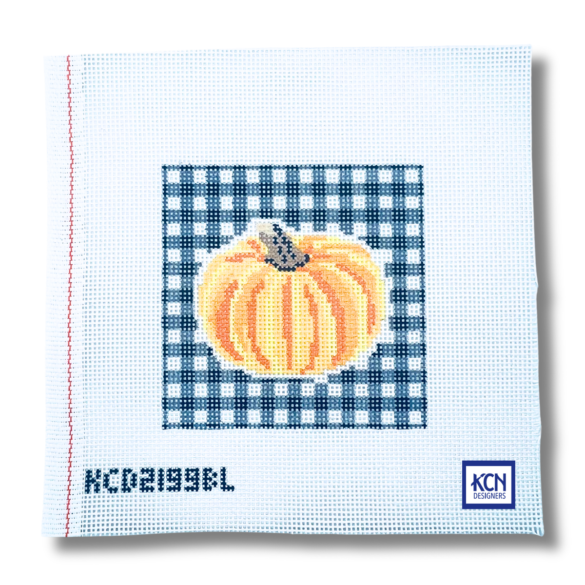Pumpkin on Gingham - KC Needlepoint