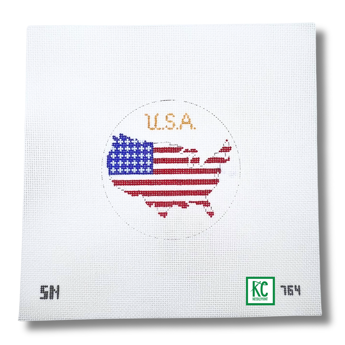 USA 4" Travel Round Needlepoint Canvas - KC Needlepoint