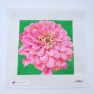 Cosmopolitan Zinnia on Green Background Canvas - KC Needlepoint