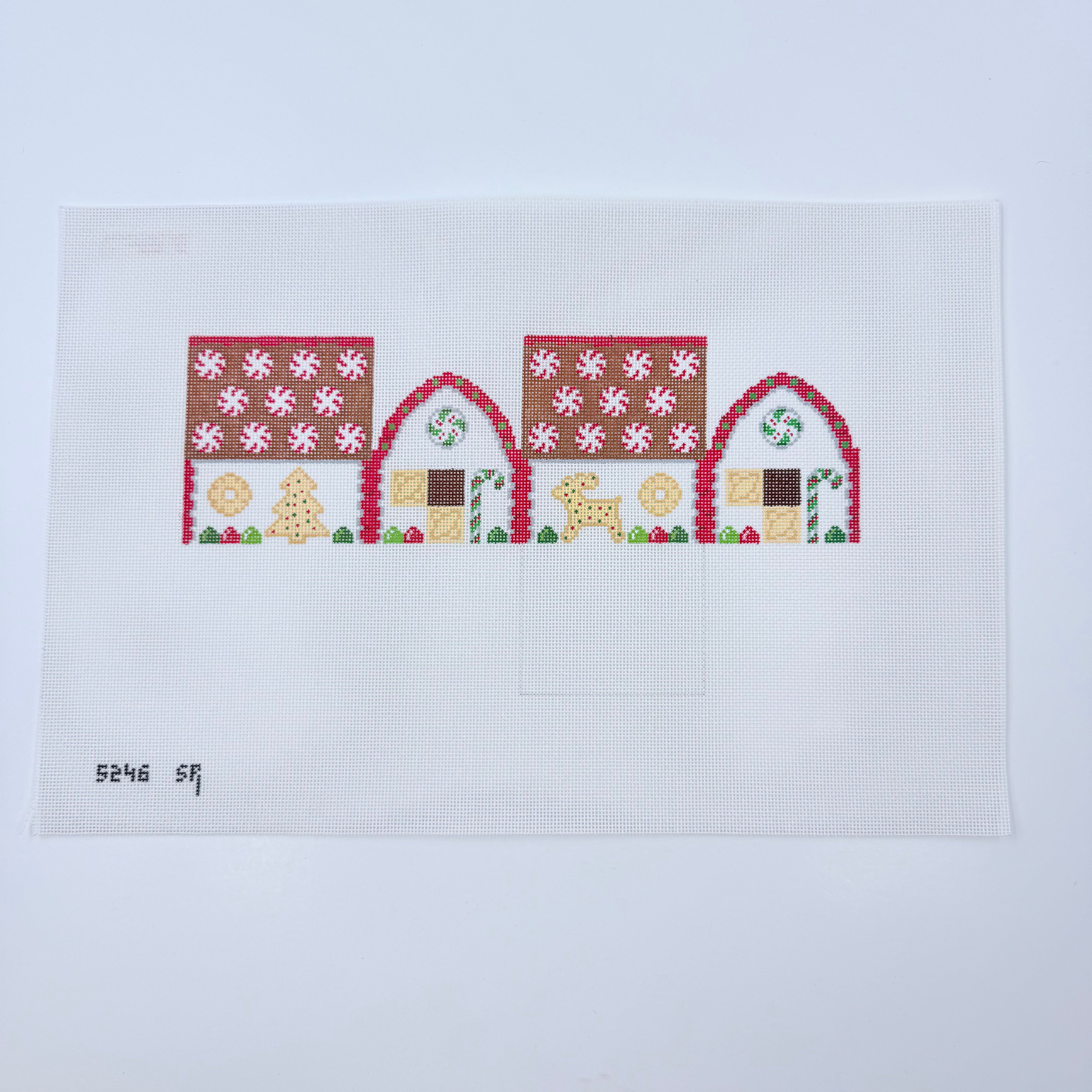 Peppermints and Spice Cookies Gingerbread House Canvas - KC Needlepoint