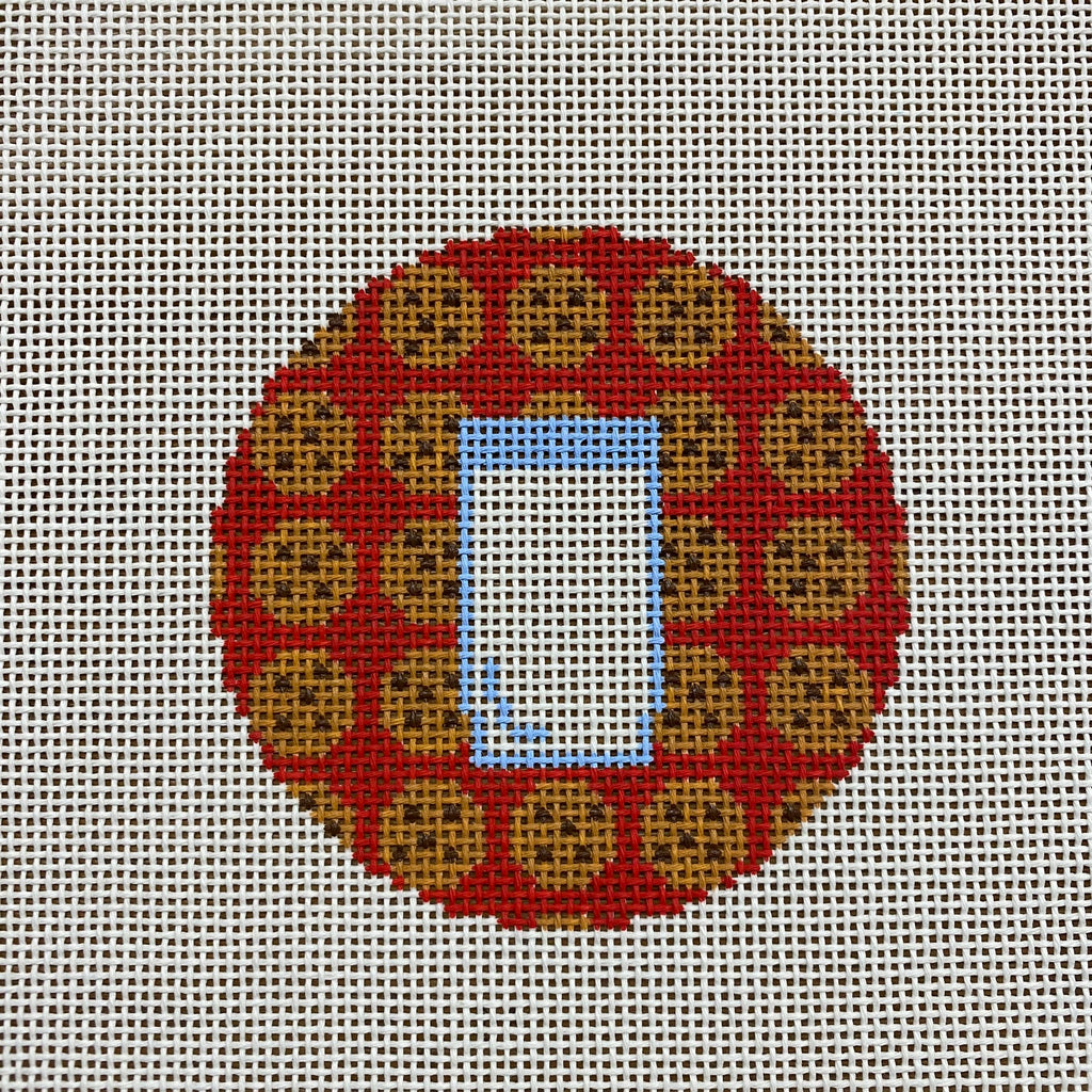 Milk and Cookies Round Canvas - KC Needlepoint