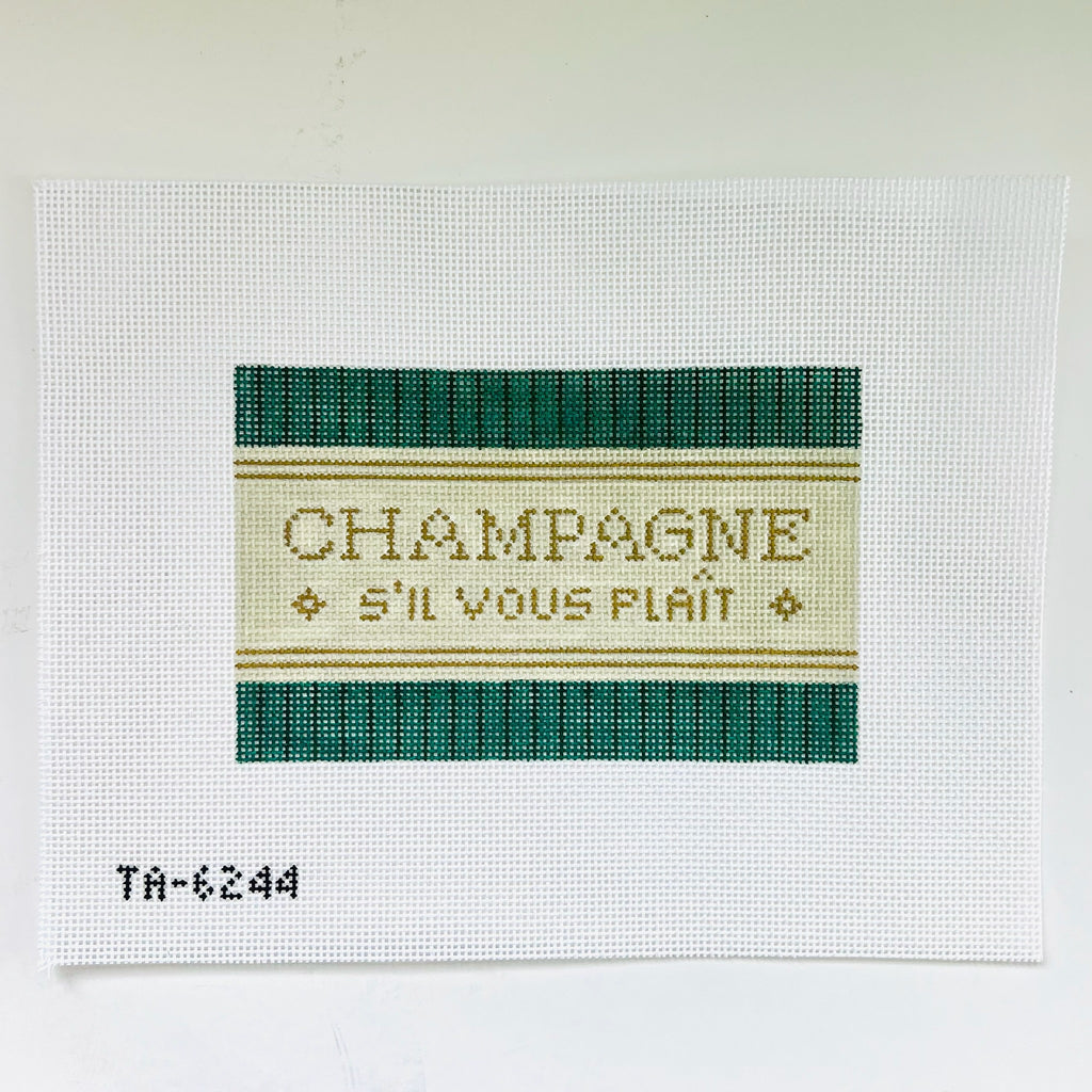 Champagne S'il Vous Plait Acrylic Purse Canvas - KC Needlepoint