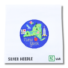 New York 4 1/4" Travel Round Needlepoint Canvas - KC Needlepoint