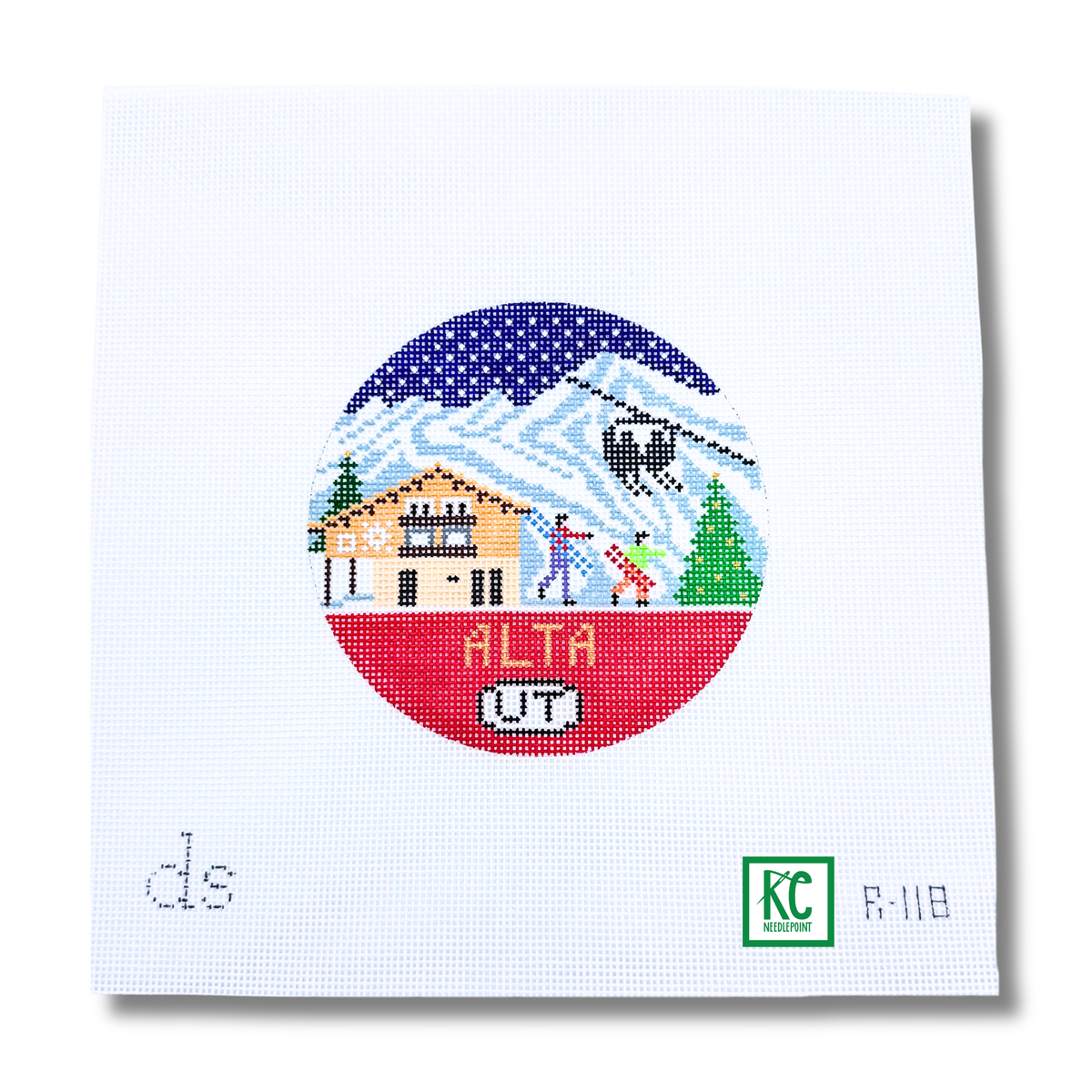 Alta Travel Round Needlepoint Canvas - KC Needlepoint