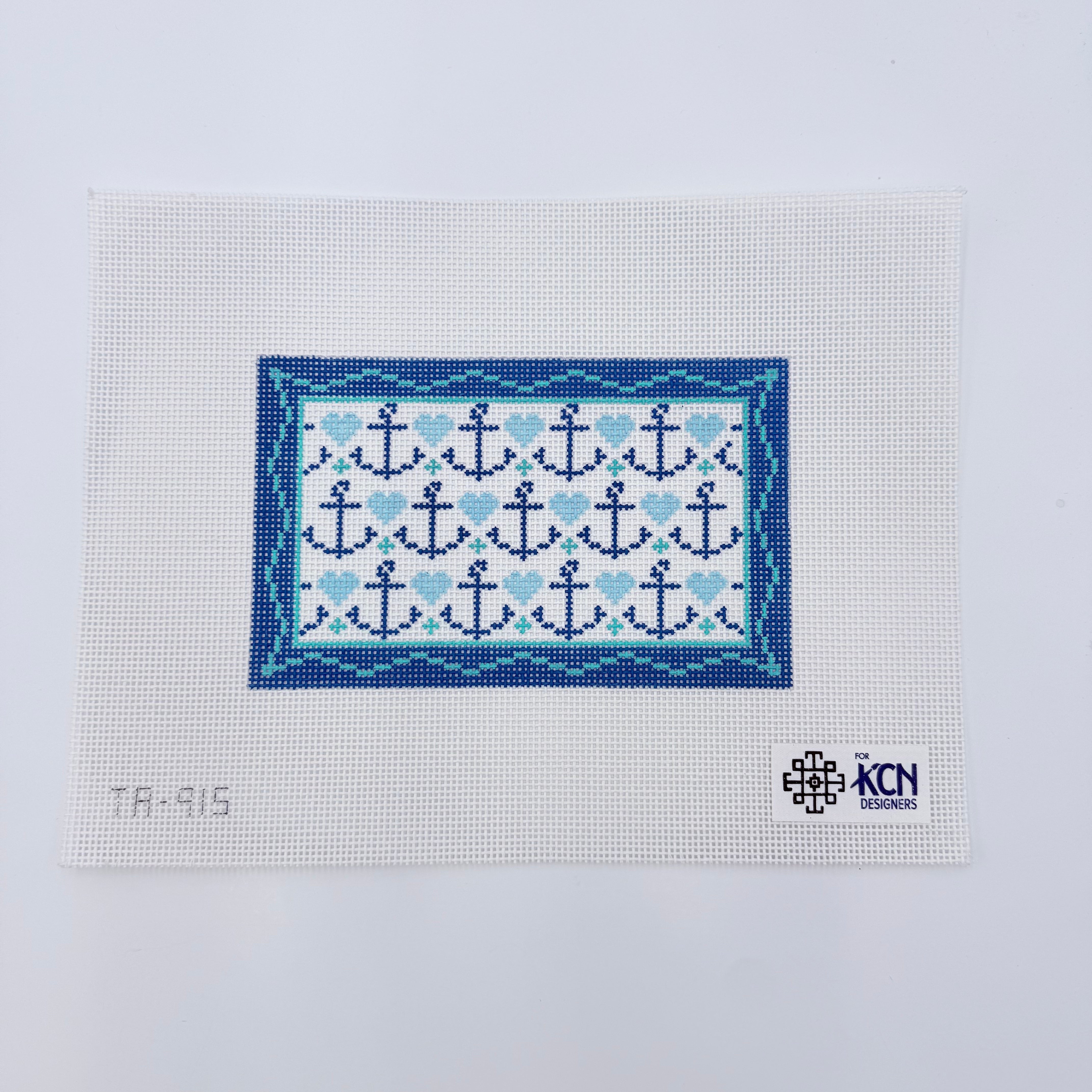 Anchors and Hearts Canvas - KC Needlepoint