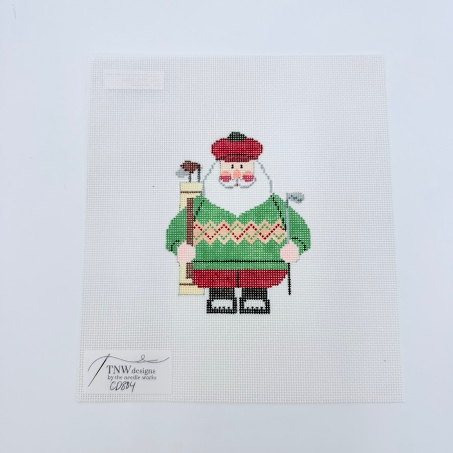 Golfing Santa Canvas - KC Needlepoint