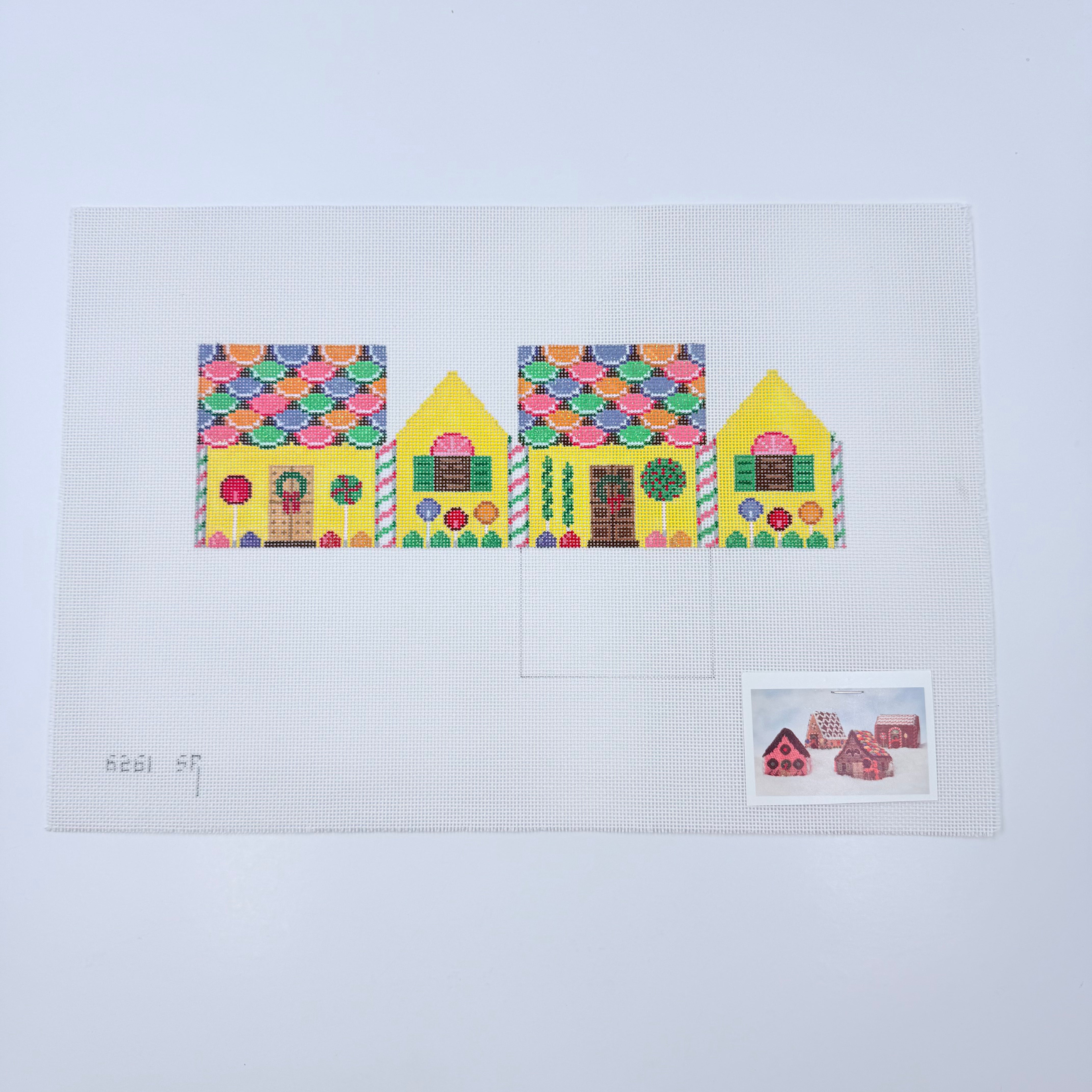 Fruit Slices and Lollipops Gingerbread House Canvas - KC Needlepoint