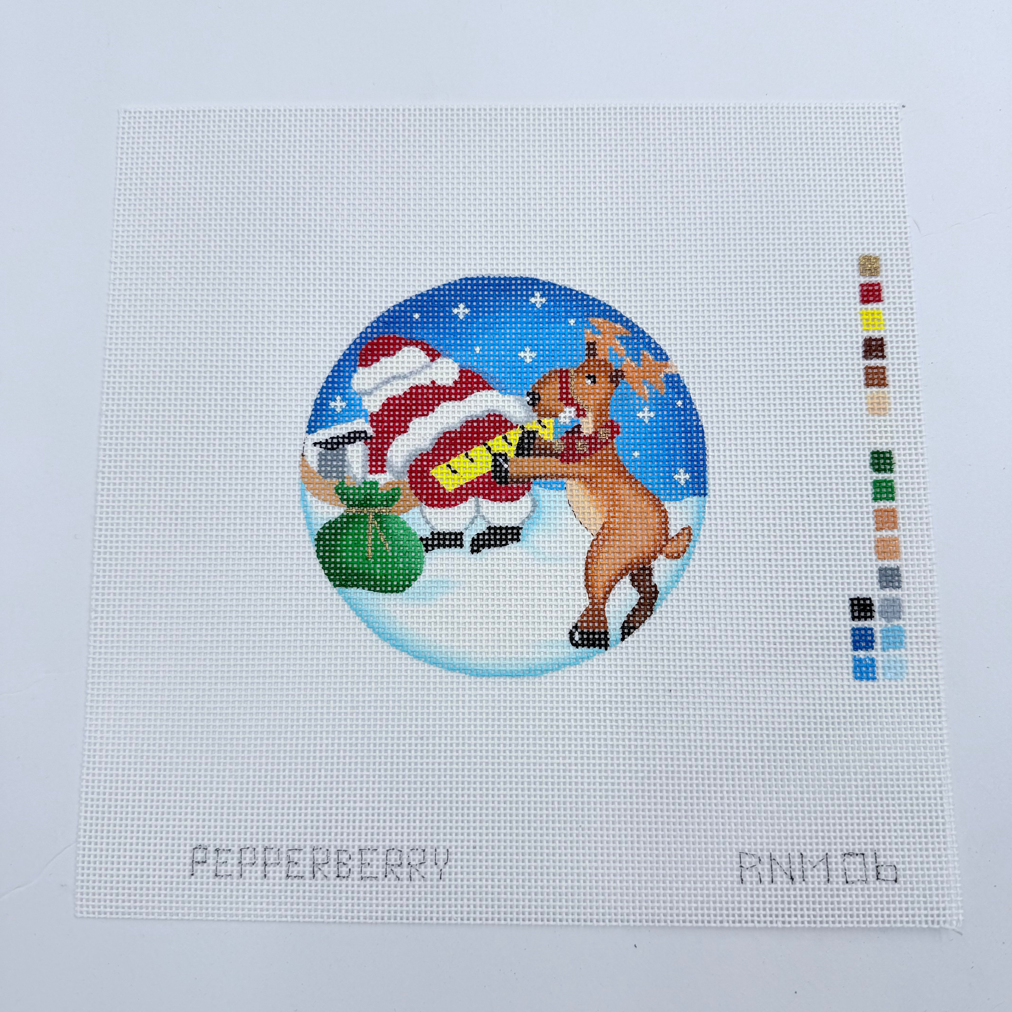 Measuring Santa Reindeer Canvas - KC Needlepoint