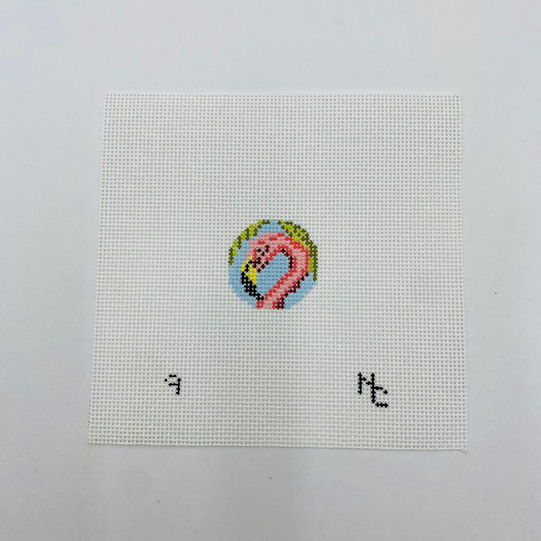 Flamingo Key Fob Insert Canvas - KC Needlepoint