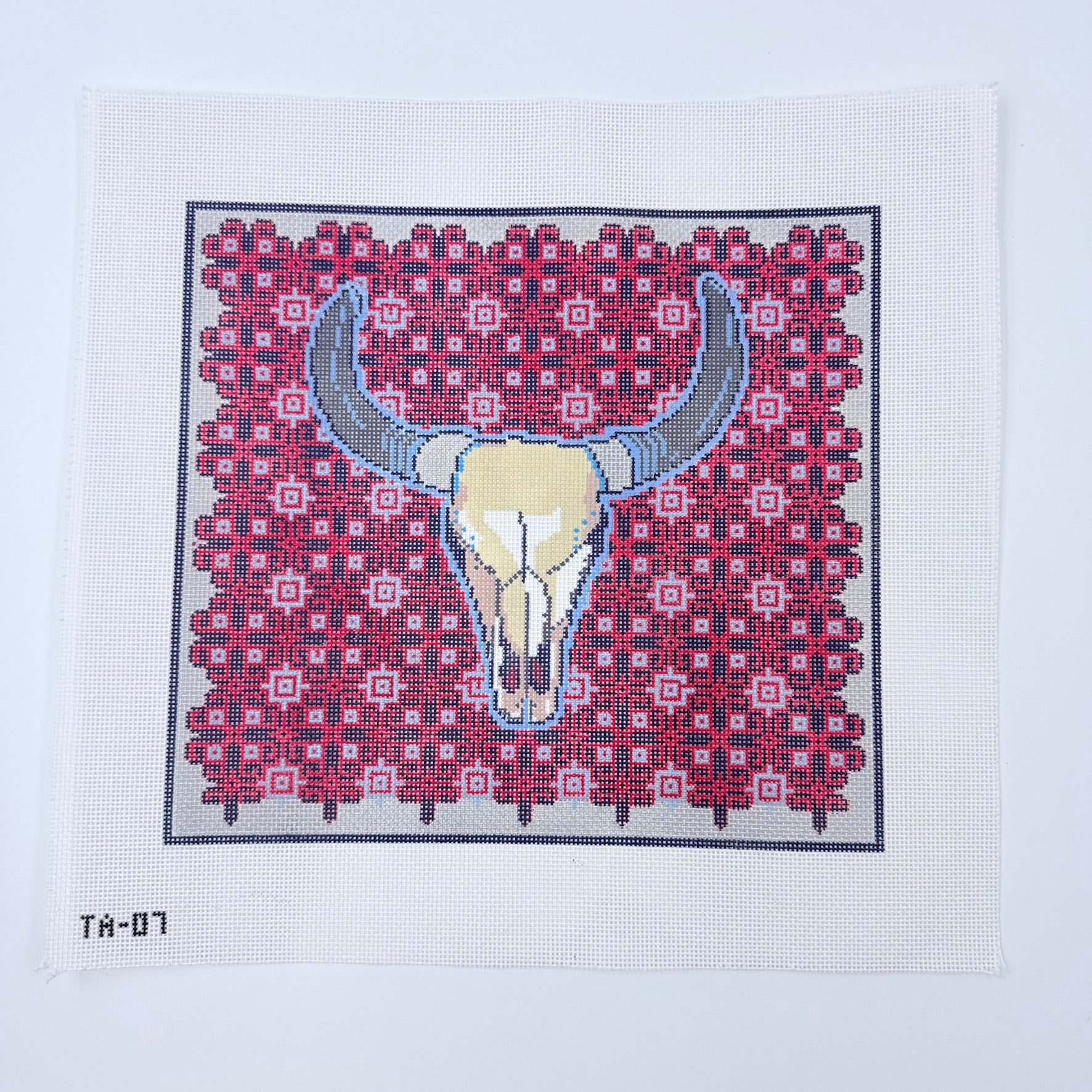 Red Longhorn Canvas - KC Needlepoint