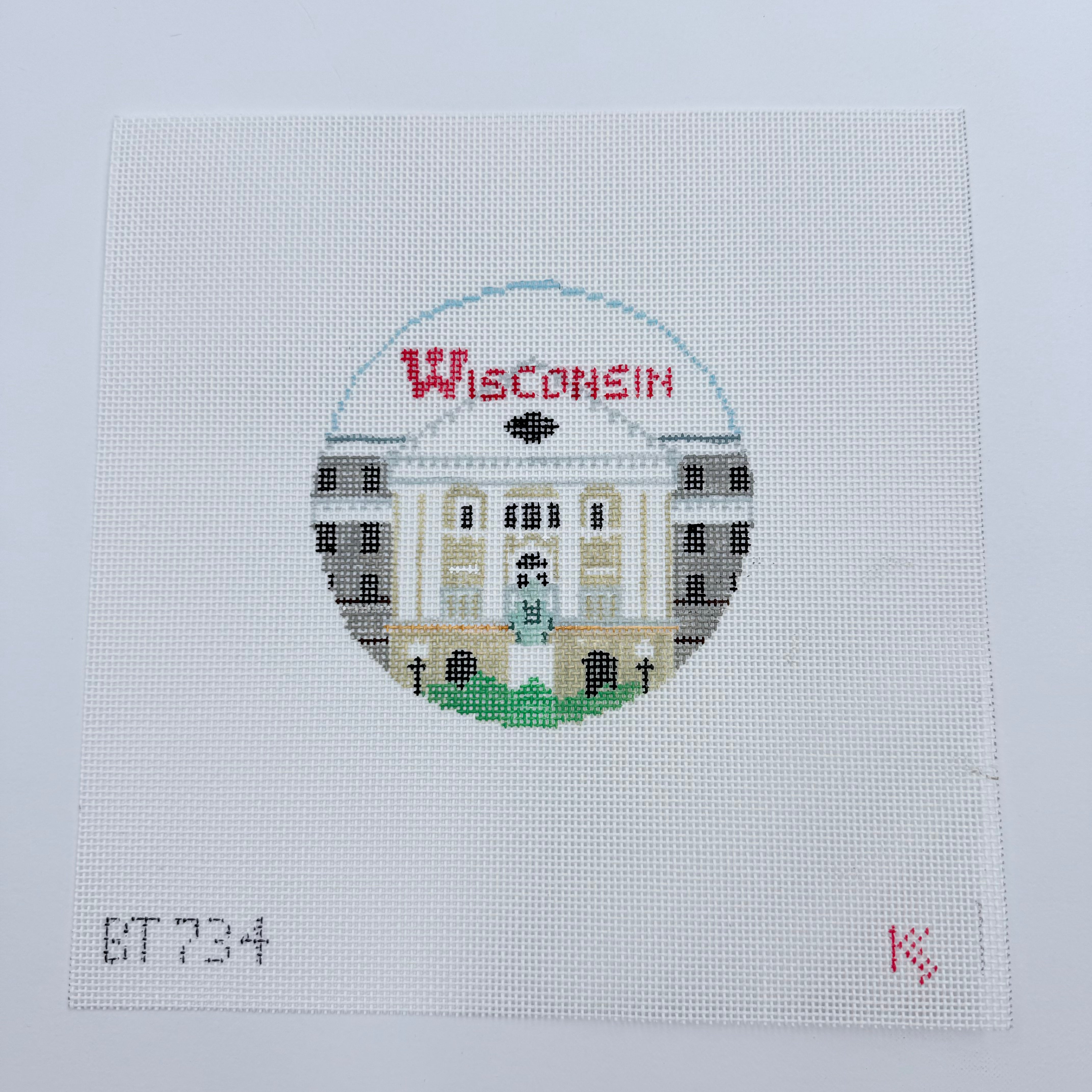 University of Wisconsin Round Canvas - KC Needlepoint