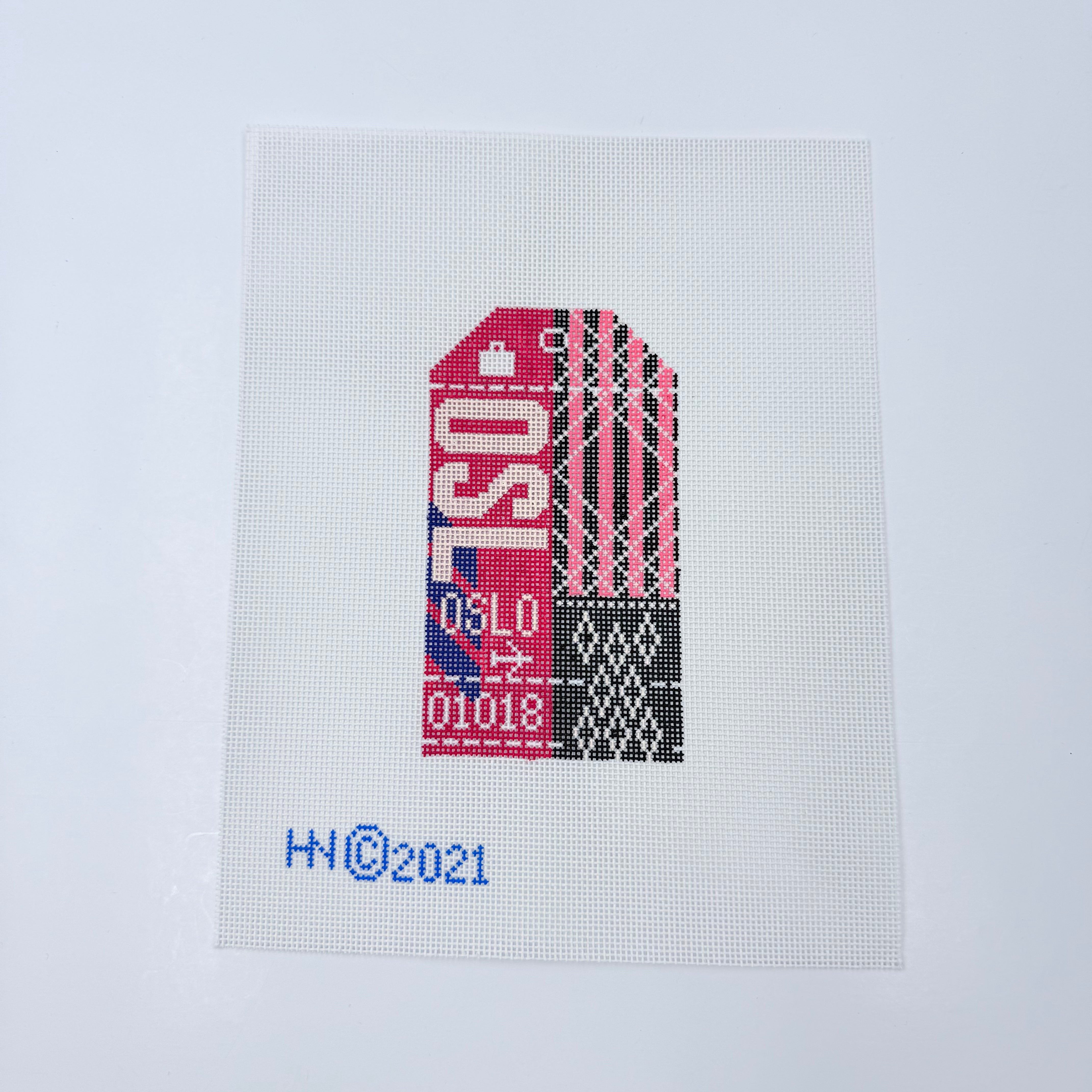 Oslo Travel Tag Canvas - KC Needlepoint