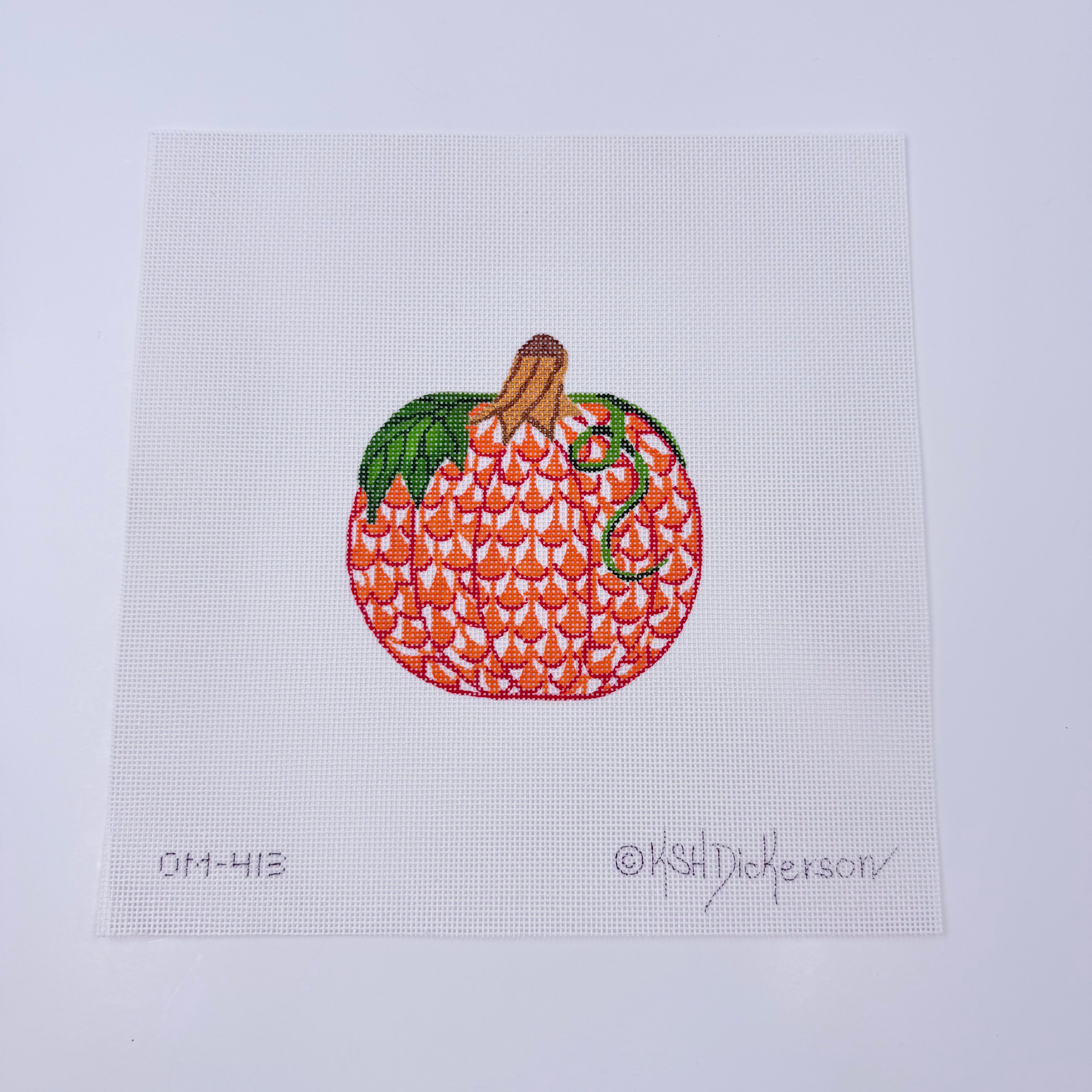 Fishnet Pumpkin Needlepoint Canvas - KC Needlepoint