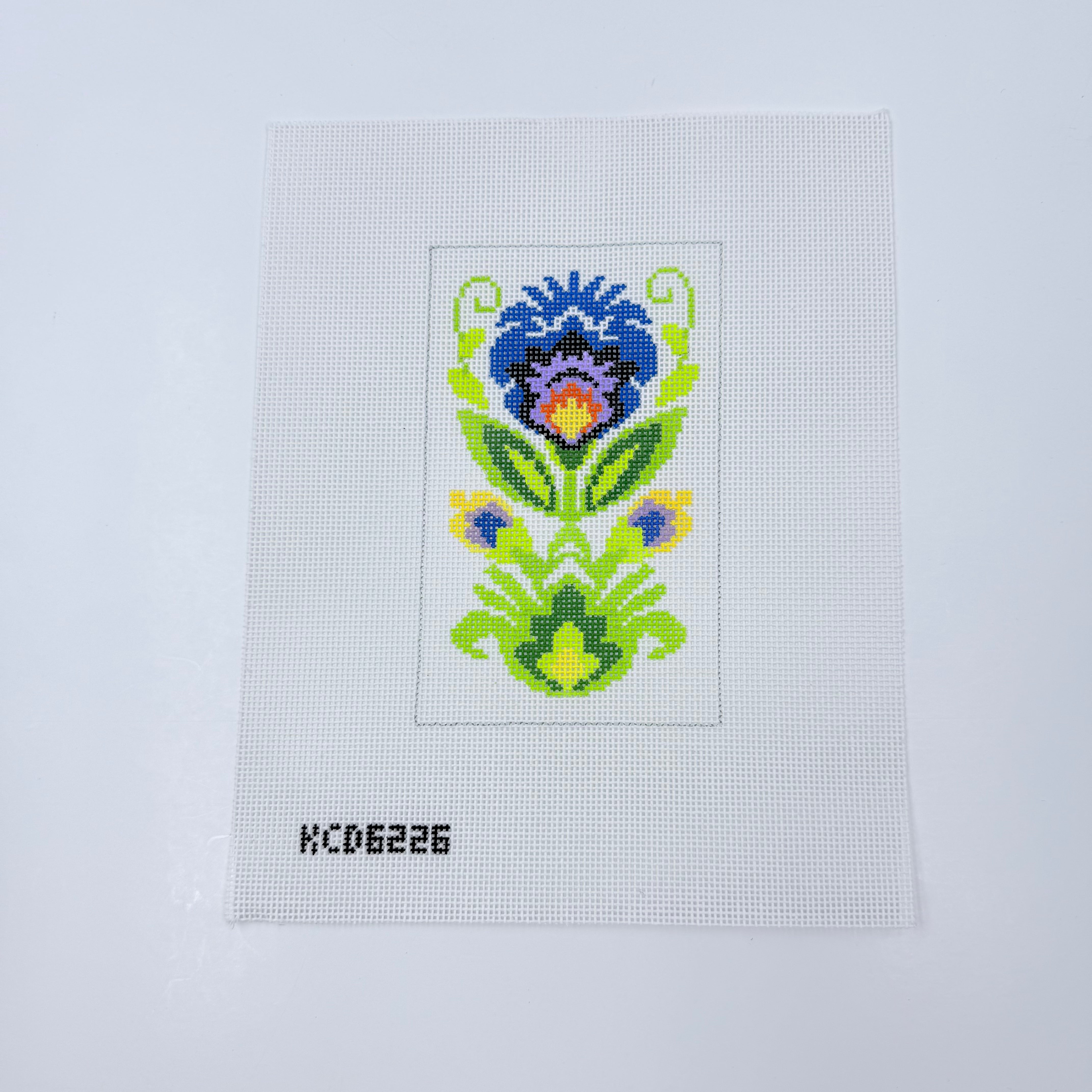 Polish Folk Blue Eyeglass Case Insert Canvas - KC Needlepoint