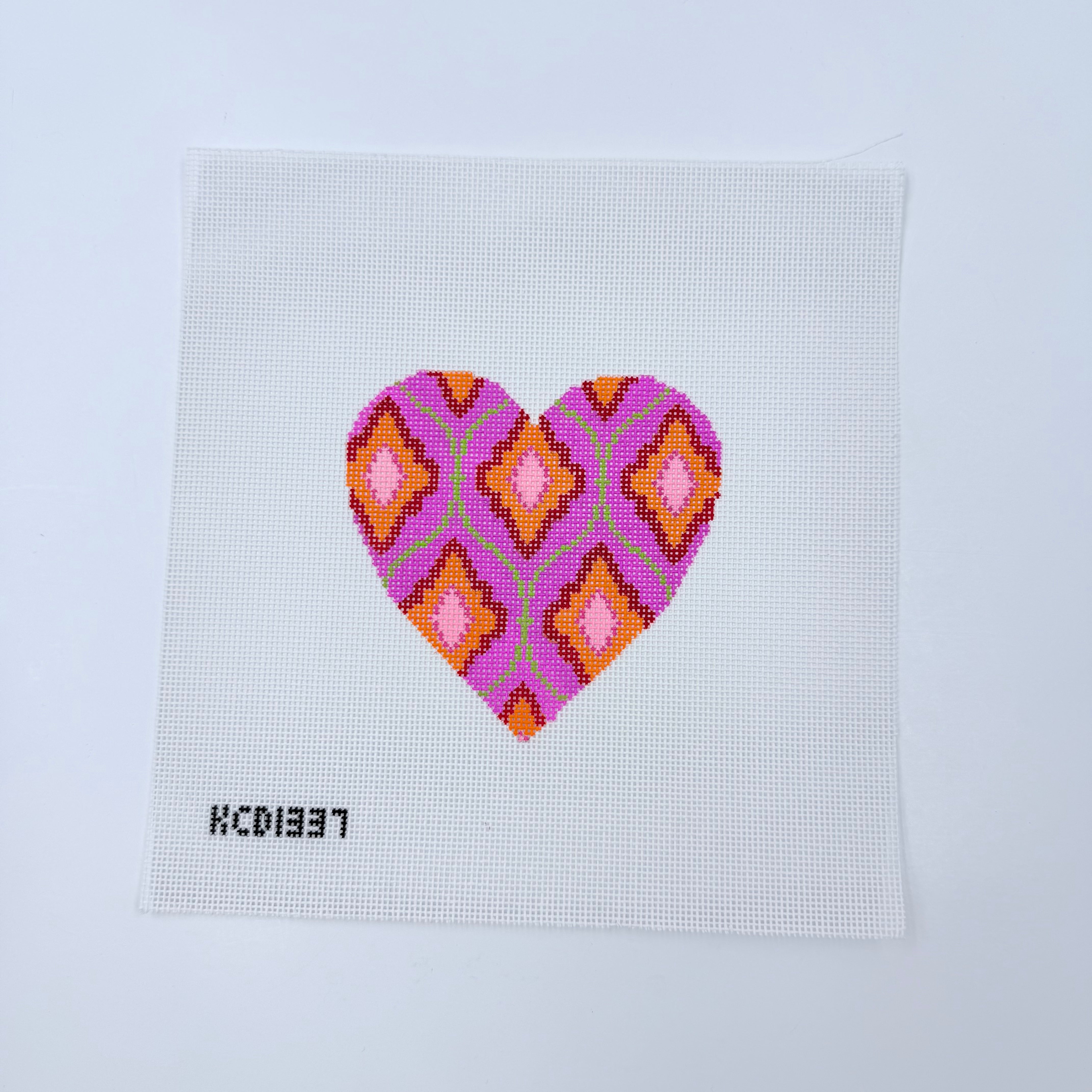 Ikat Heart Canvas - KC Needlepoint