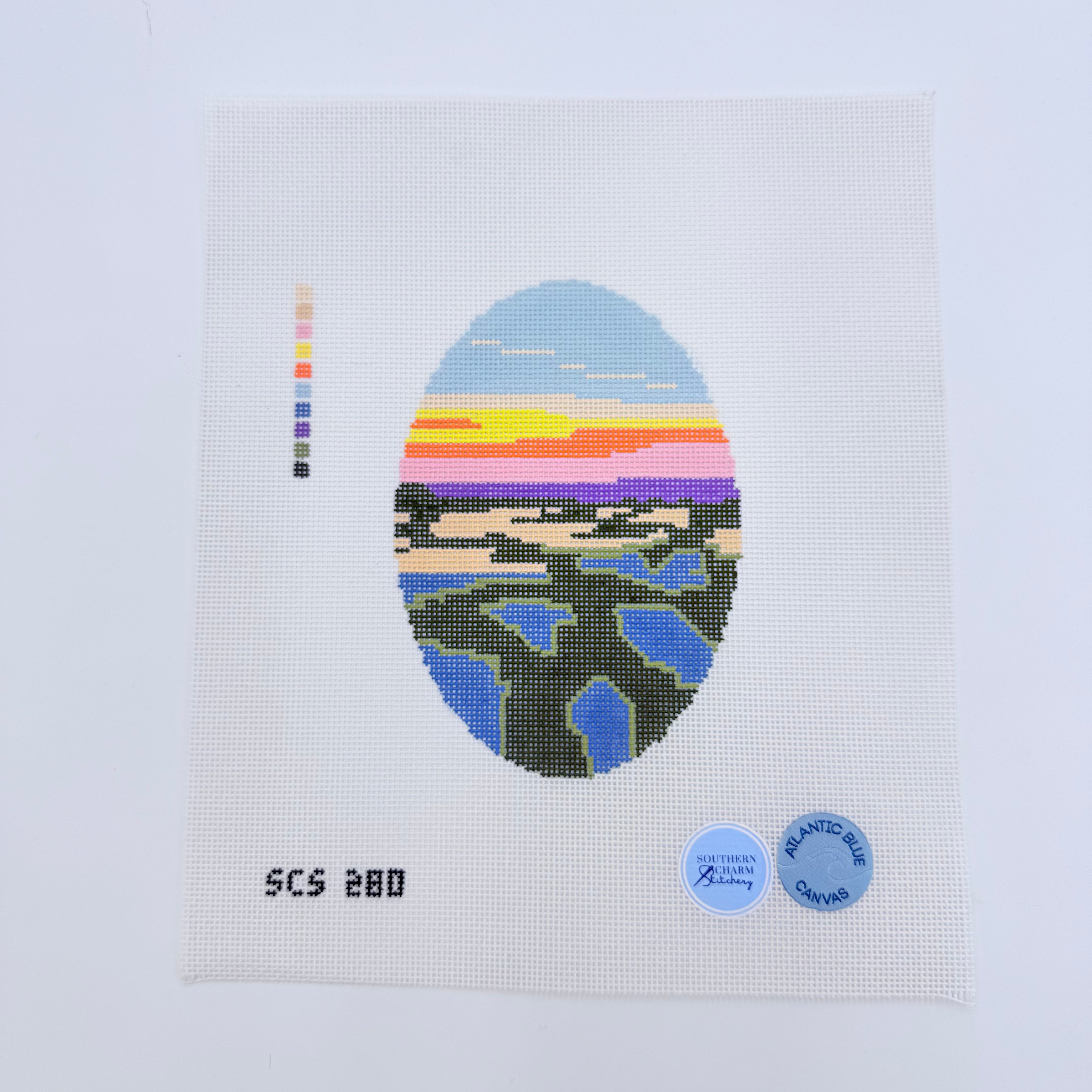 Lowcountry Marsh Oval Canvas - KC Needlepoint