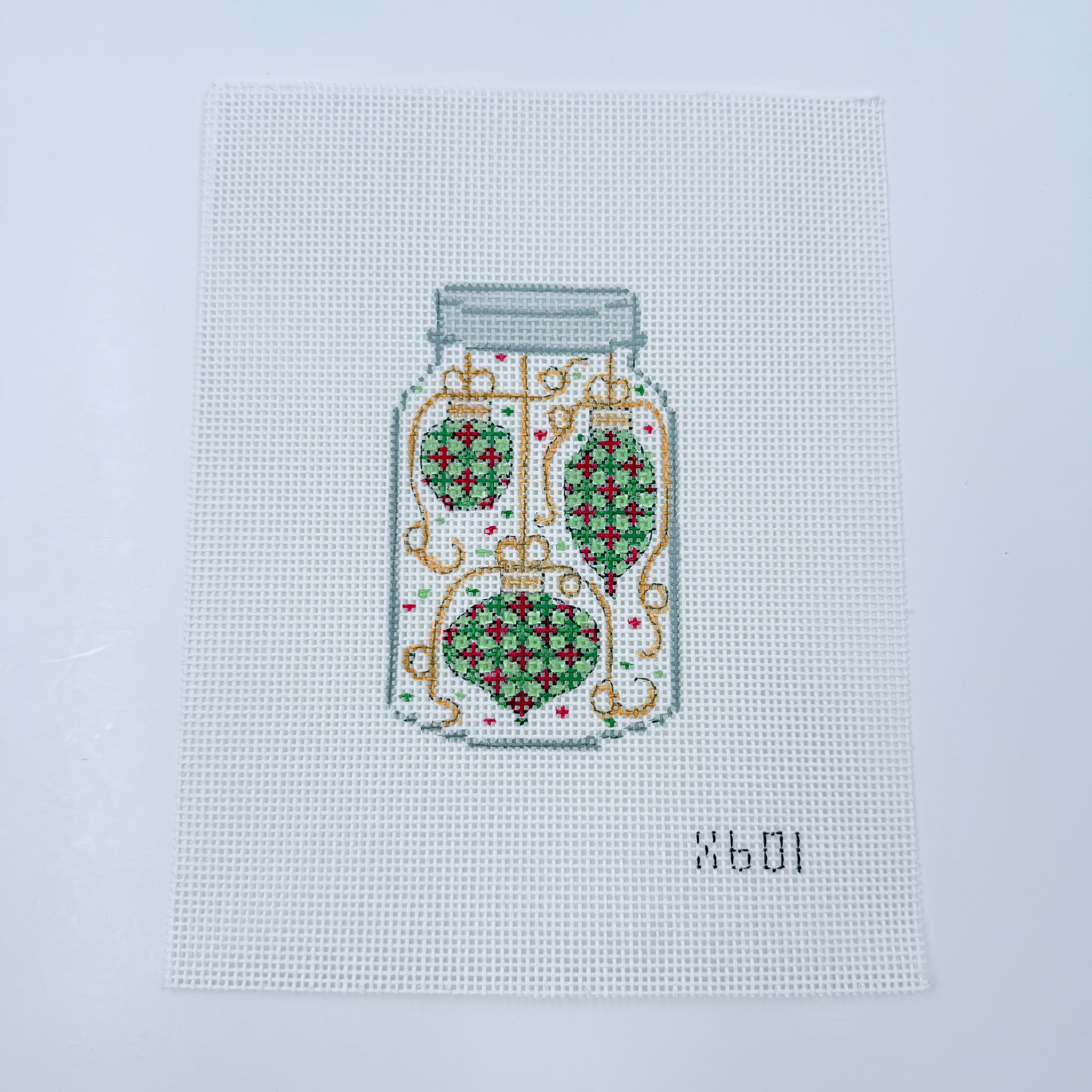 Ornaments Mason Jar Canvas - KC Needlepoint