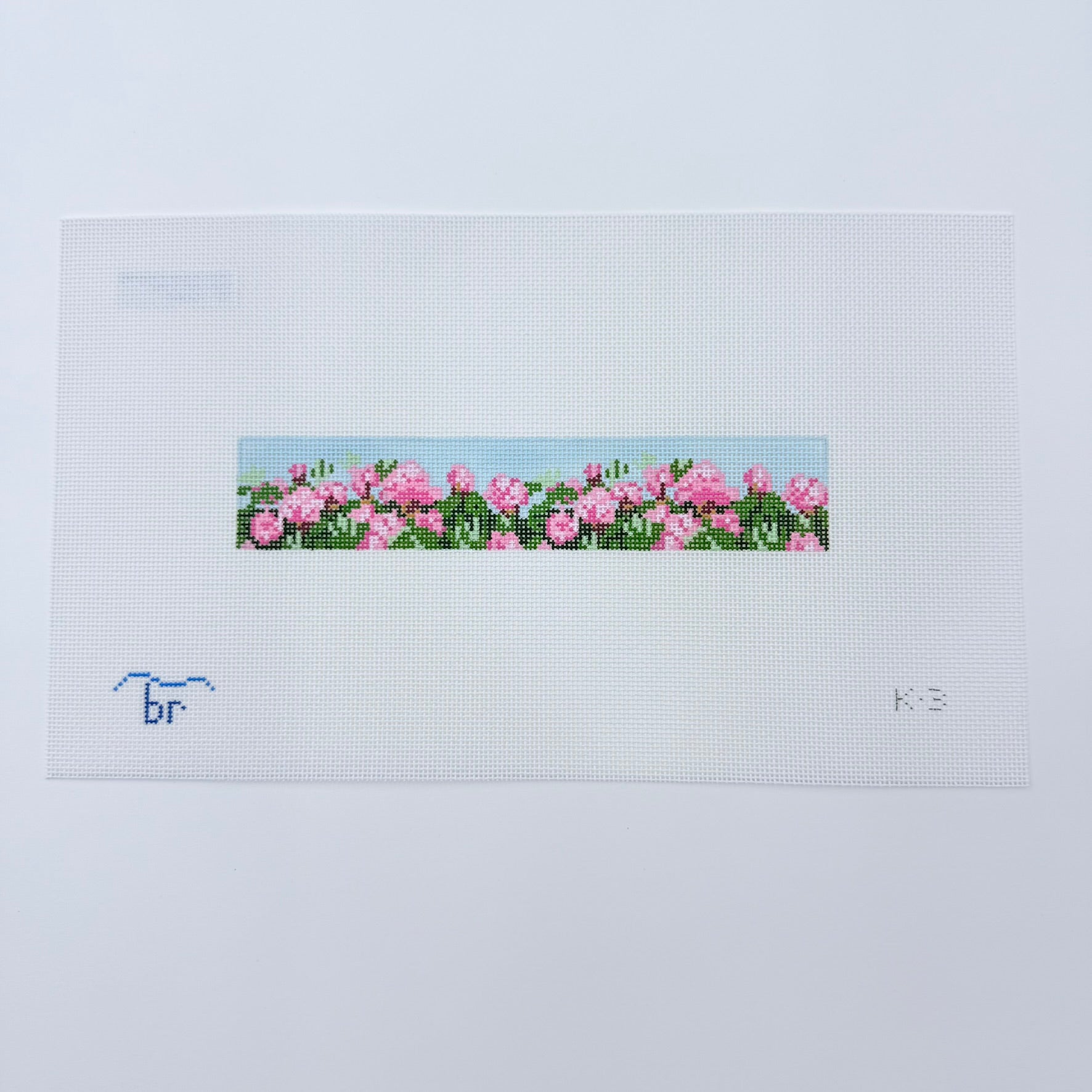 Pink Blooms Key Fob Canvas - KC Needlepoint