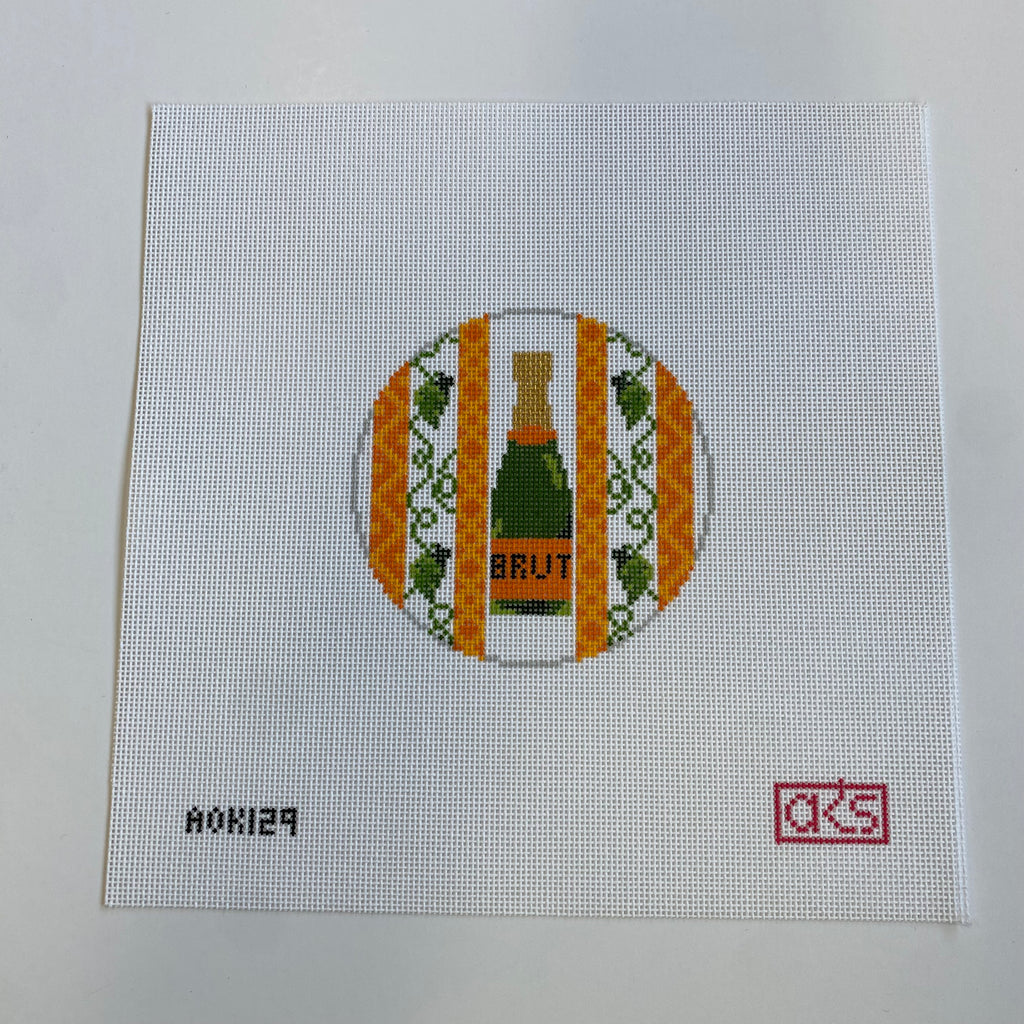 A Bottle of Champagne Canvas - KC Needlepoint