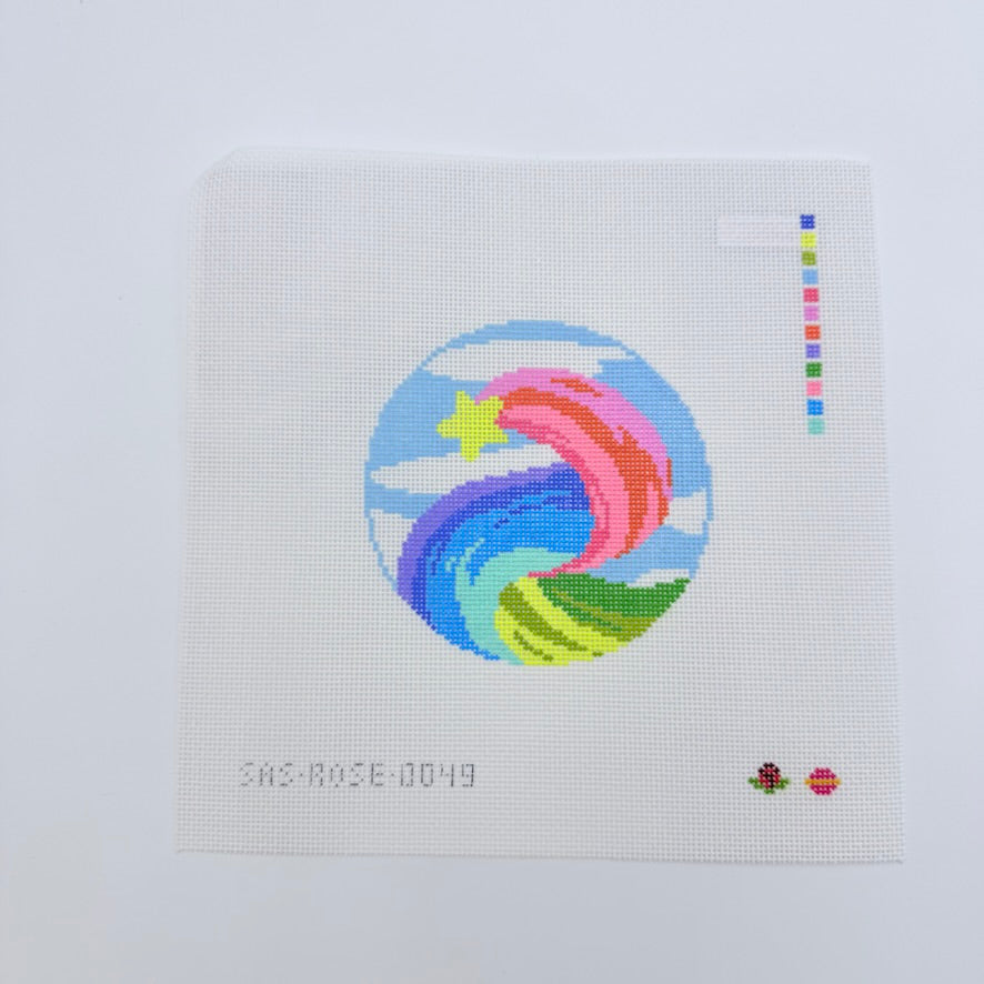 Pastel Star Round Canvas - KC Needlepoint
