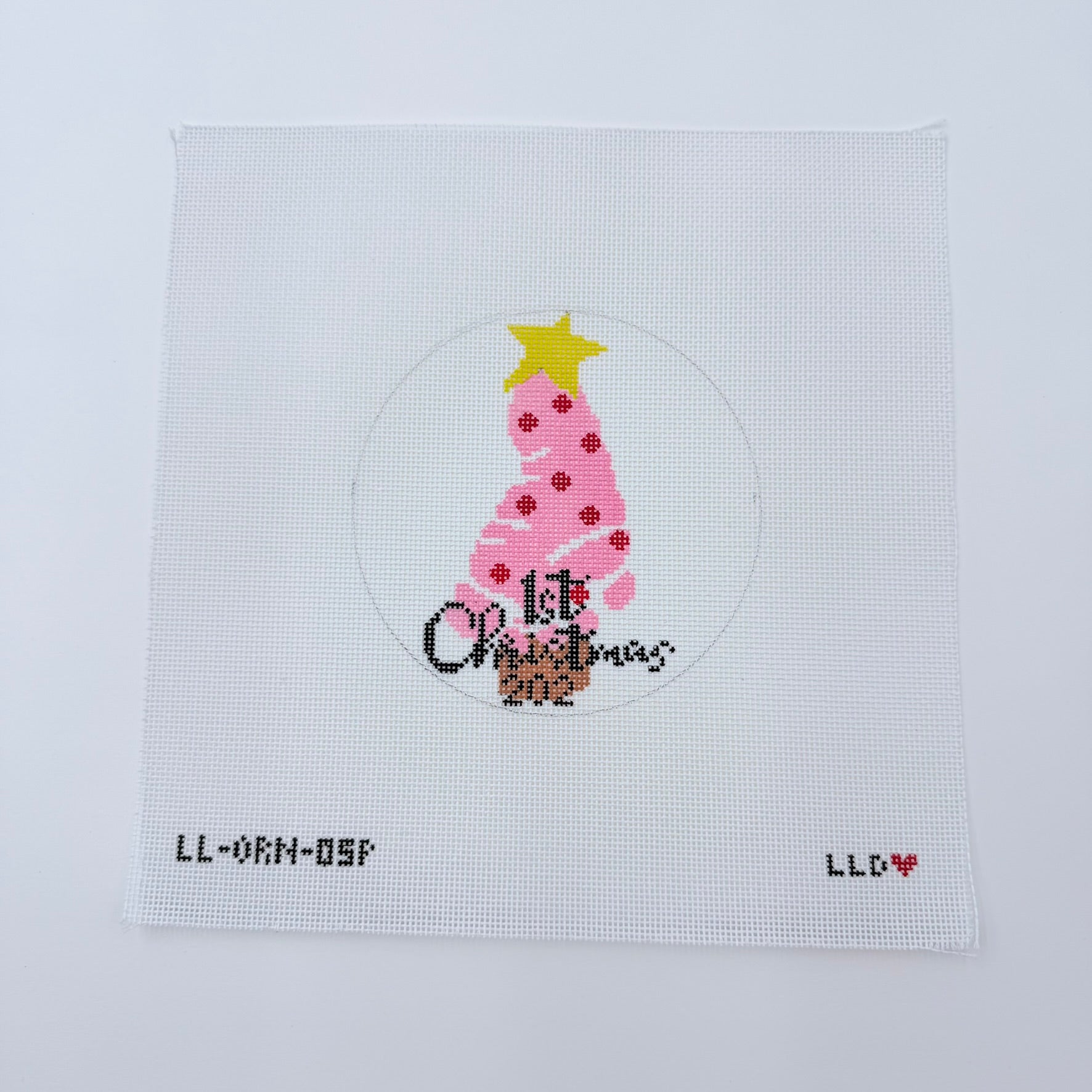Pink Baby's First Christmas Foot Canvas - KC Needlepoint