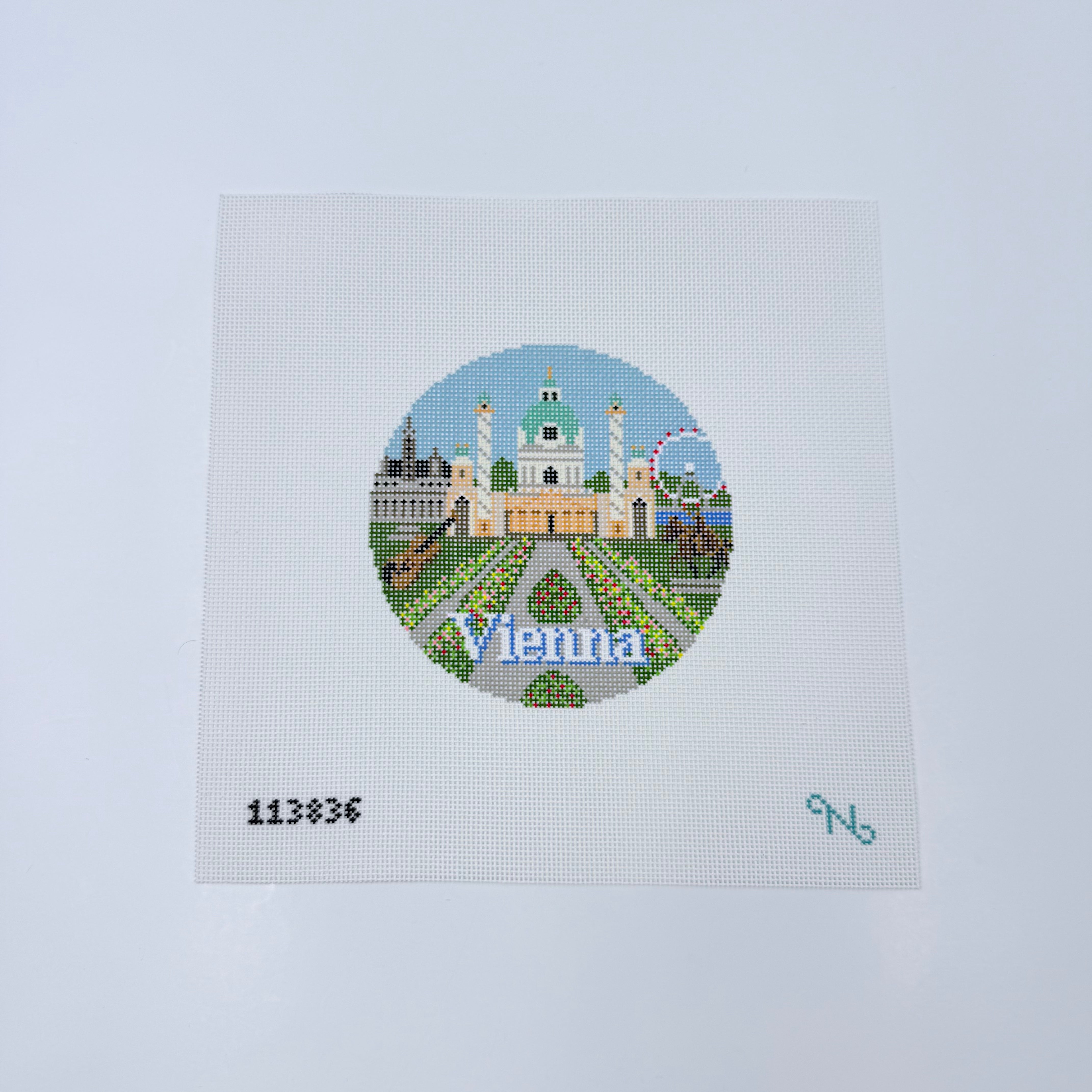 Vienna Travel Round Canvas - KC Needlepoint