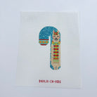 Light Blue Llama Candy Cane Canvas - KC Needlepoint