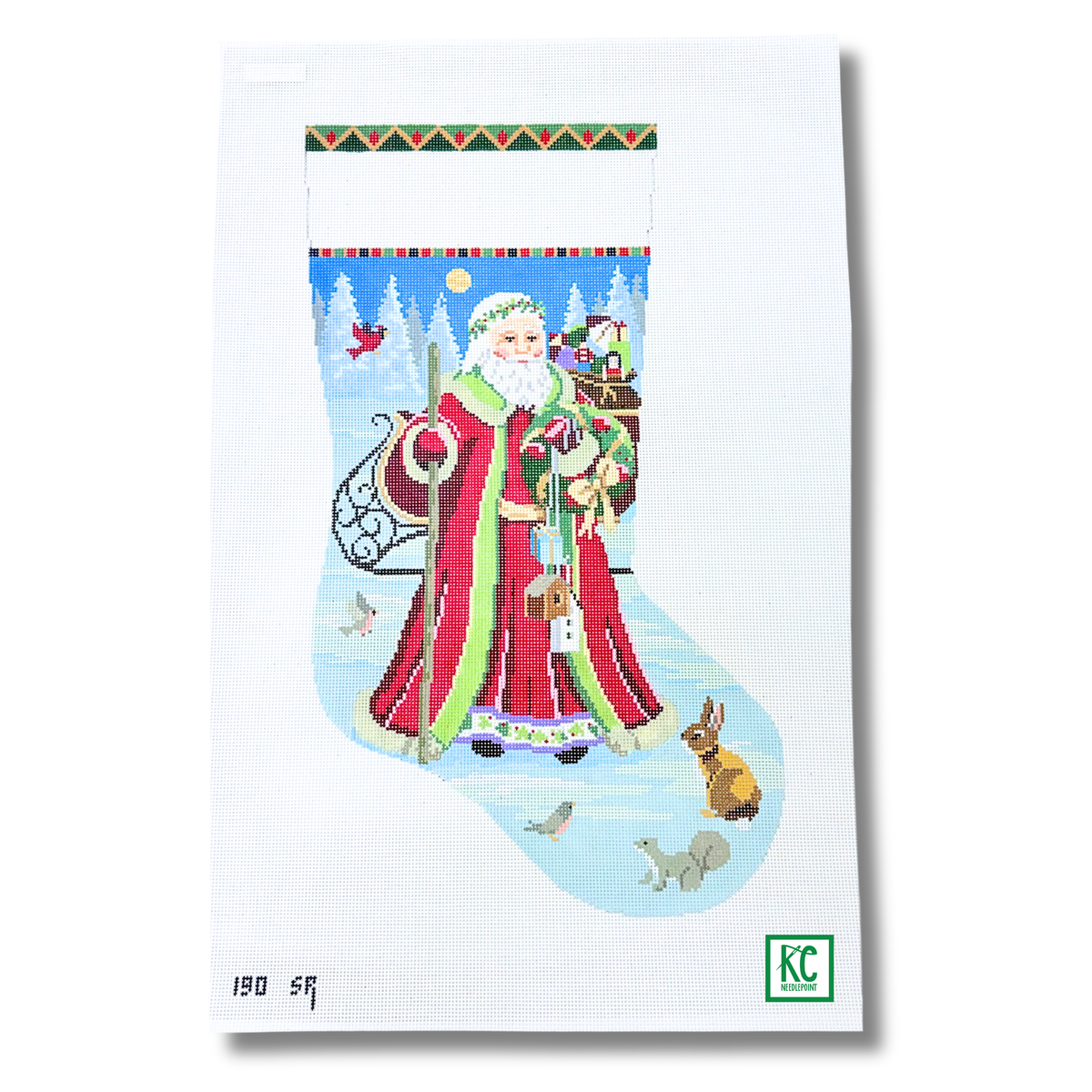 Santa Birdhouse Delivery Stocking Canvas - KC Needlepoint