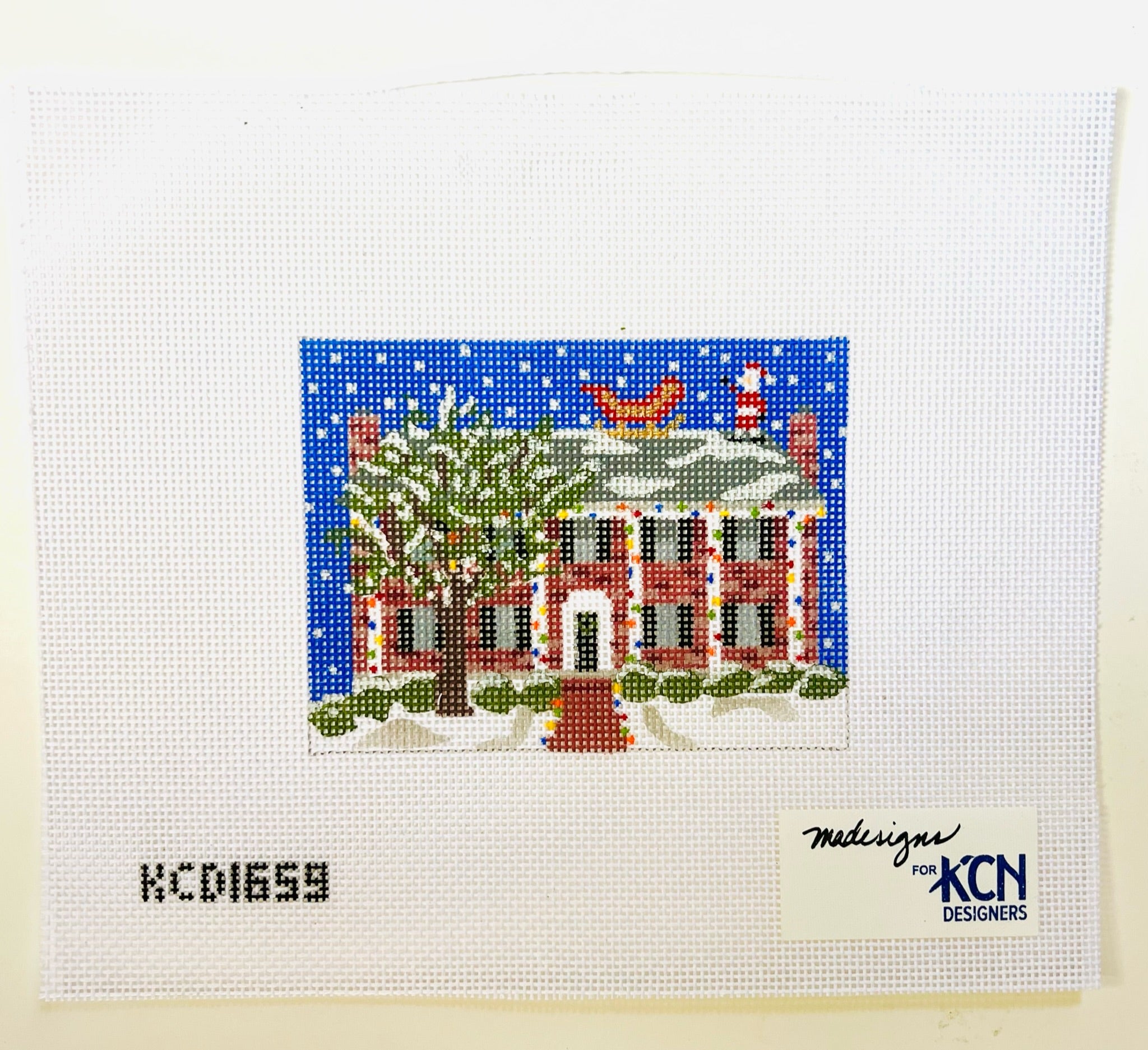 Santa on the Rooftop Canvas - KC Needlepoint