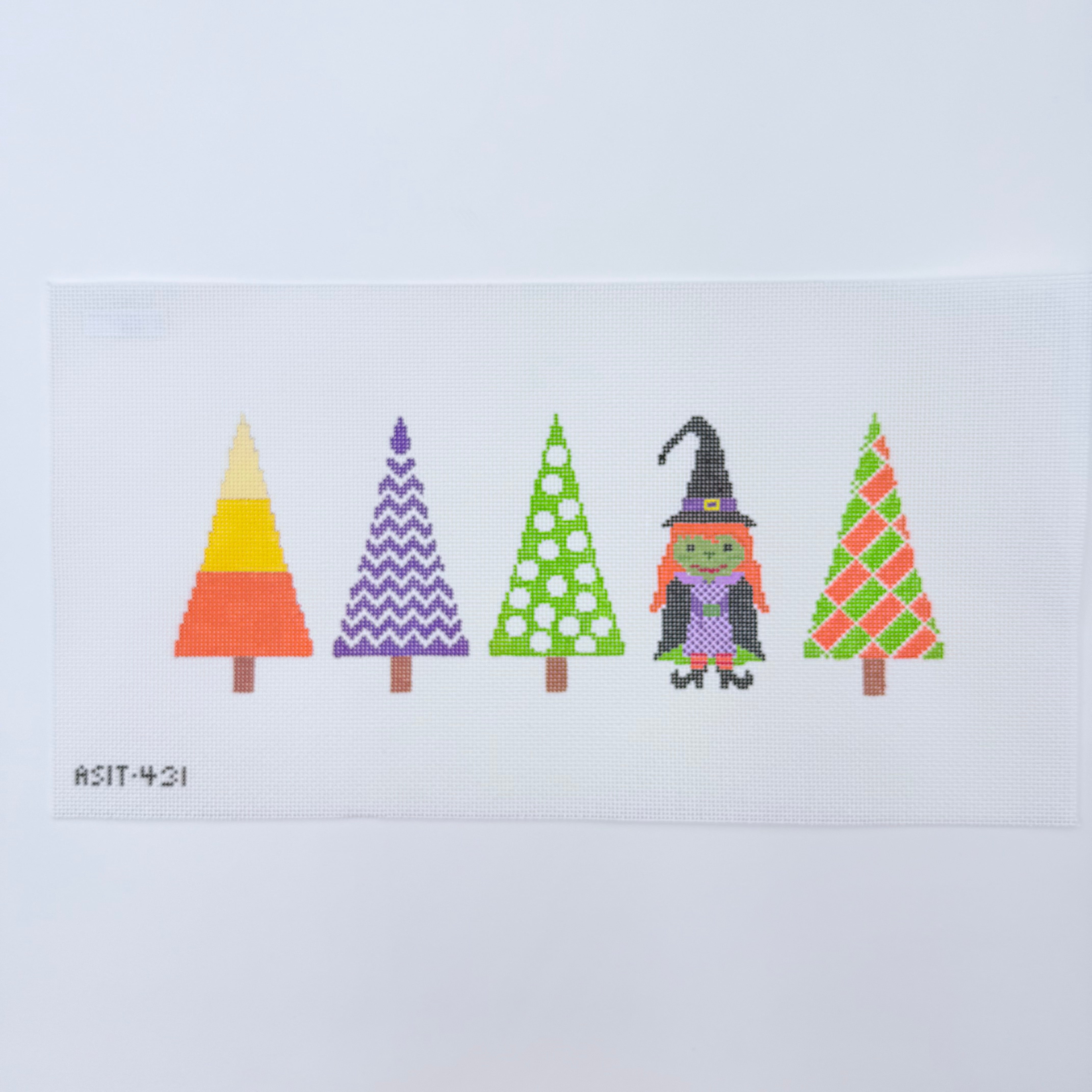 Halloween Trees and Witch Canvas - KC Needlepoint