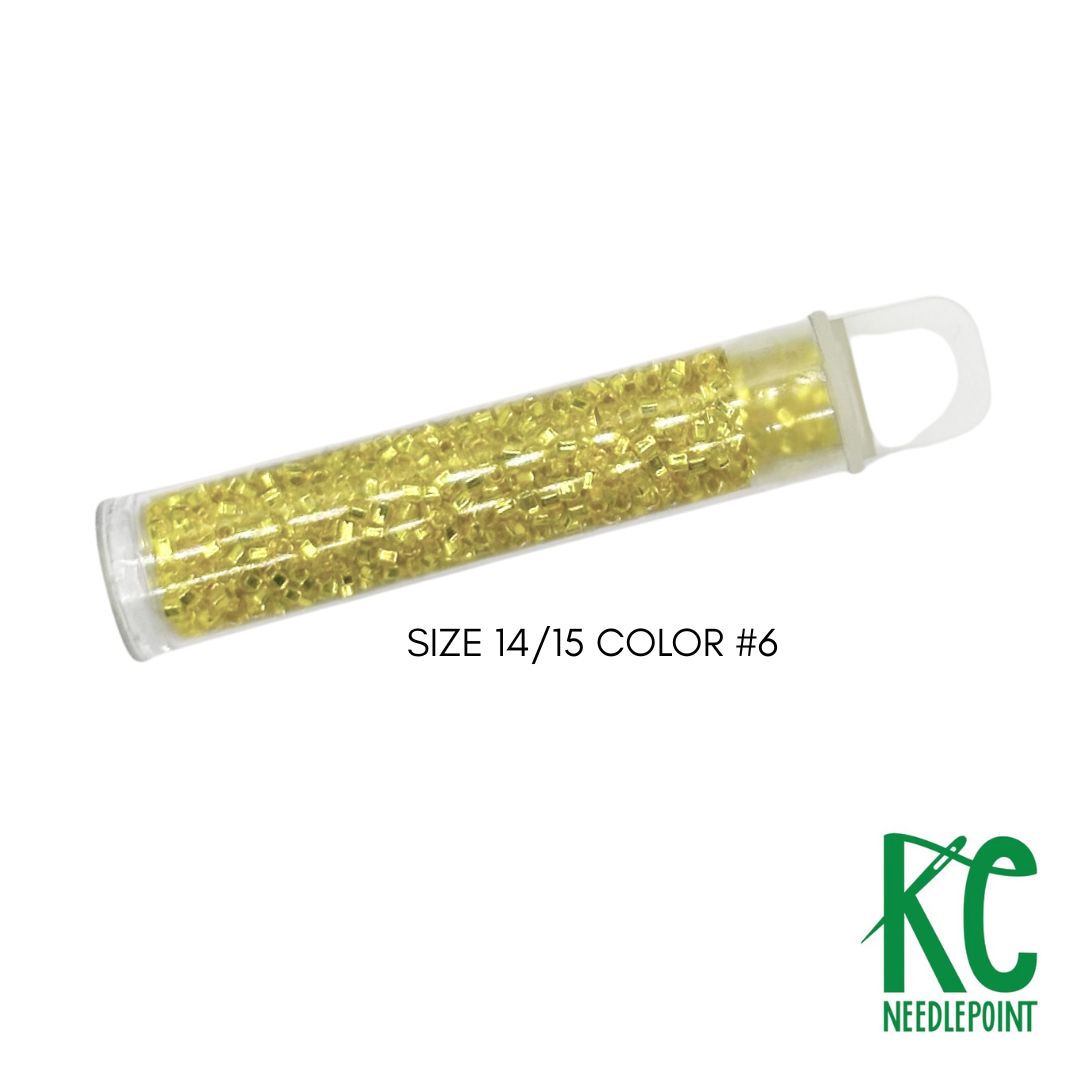 Size 14/15 Seed Beads 6 Bright Yellow - KC Needlepoint