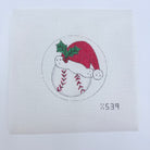 Baseball with Santa Hat Canvas - KC Needlepoint