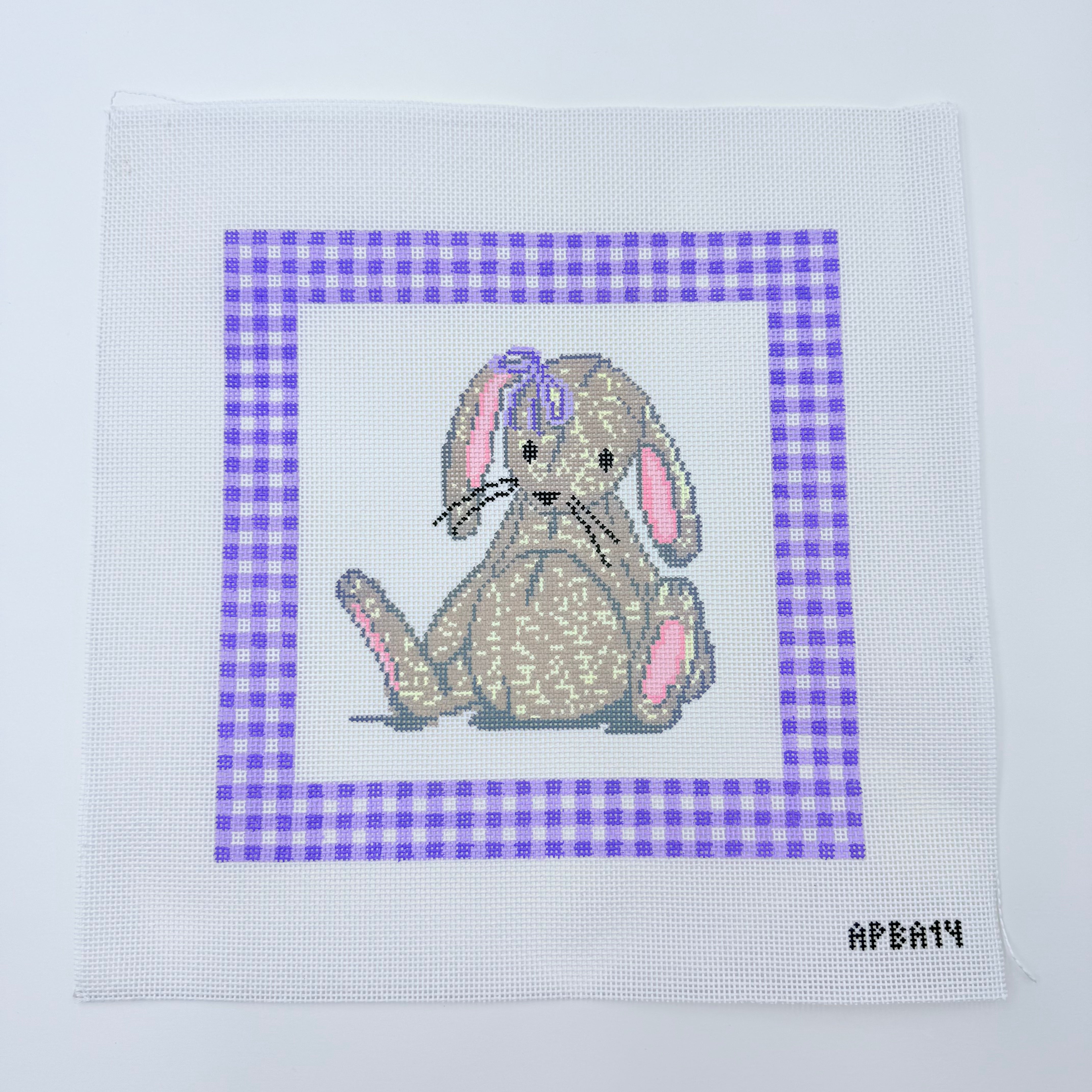 Bunny Lovey with Gingham Border Canvas - KC Needlepoint