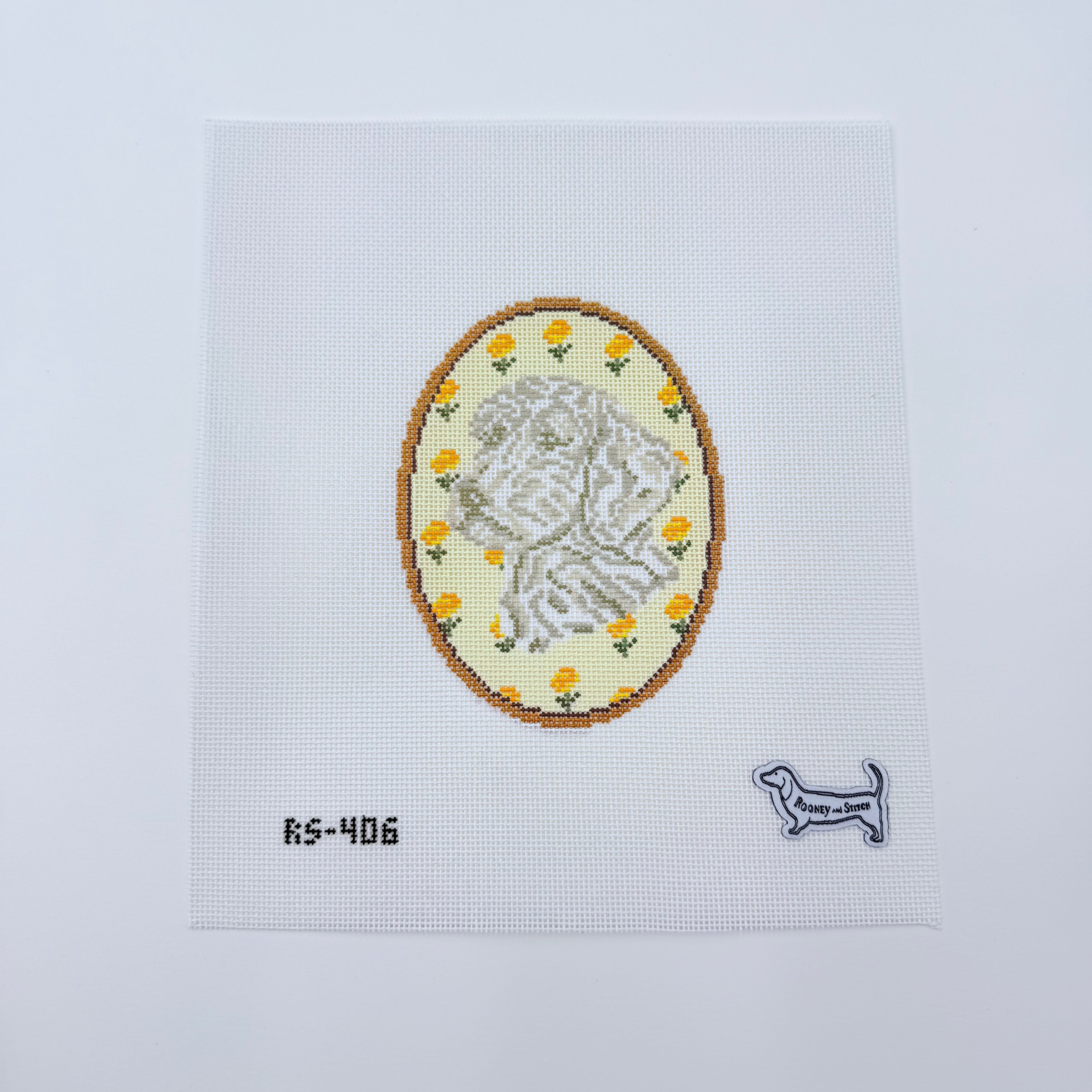 The Doodle Flower Cameo Canvas - KC Needlepoint