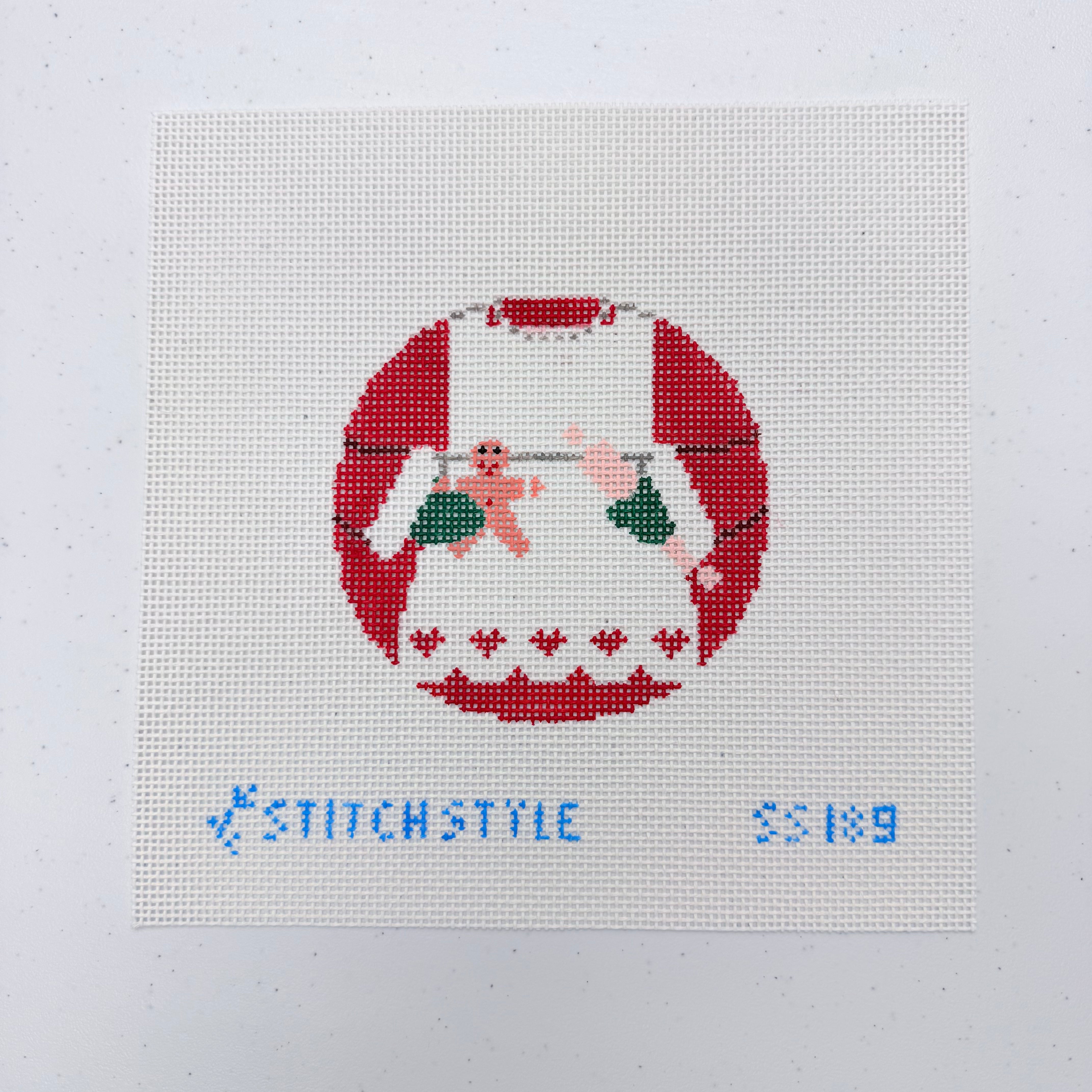 Mrs. Claus Round Canvas and Stitch Guide - KC Needlepoint