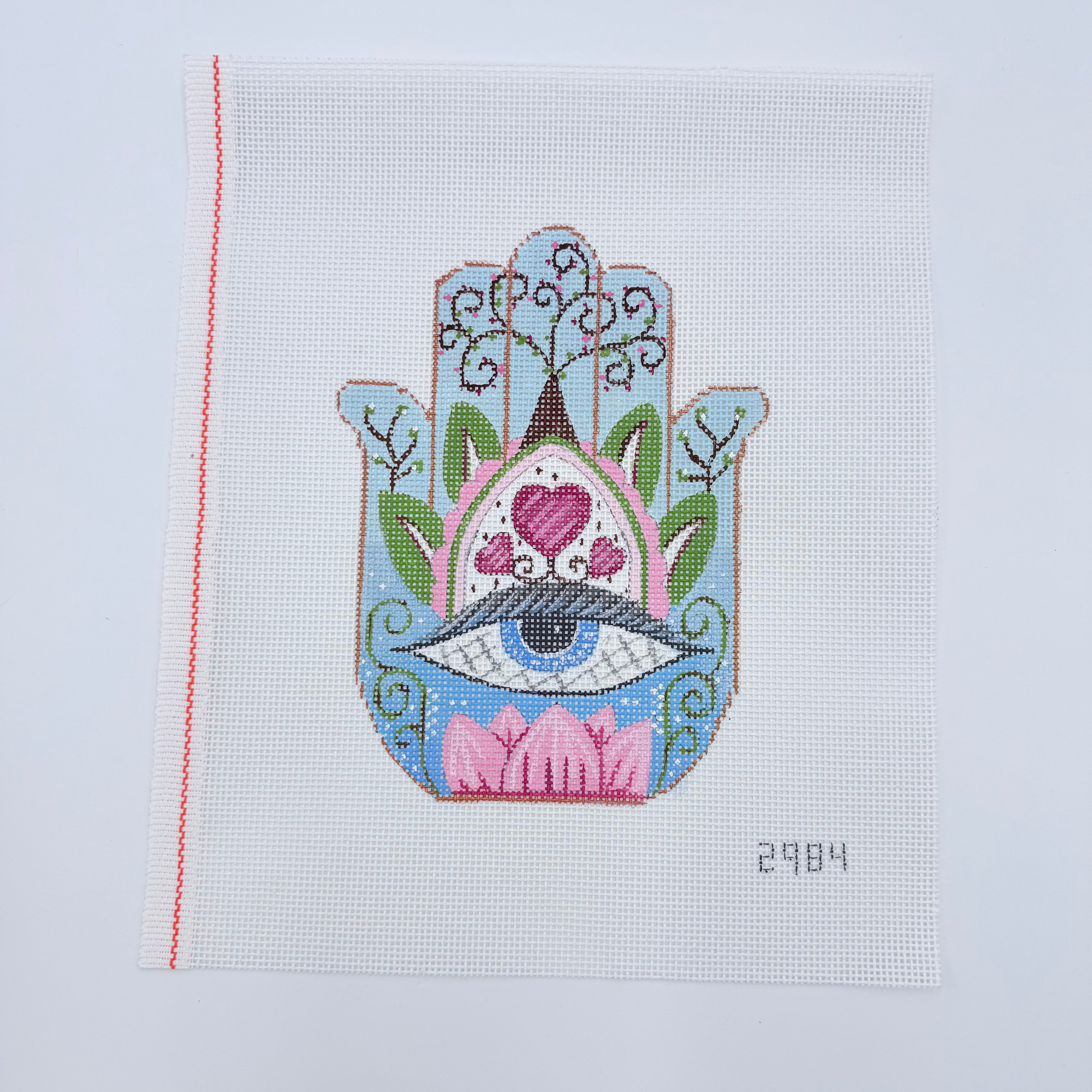 Eye in Blue Hamsa Canvas - KC Needlepoint