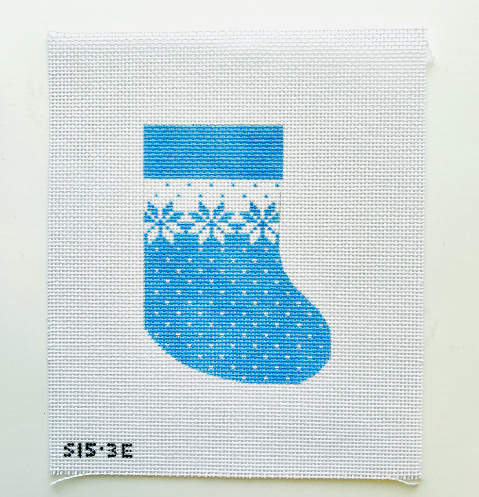Light Blue Mini Sock Canvas - KC Needlepoint