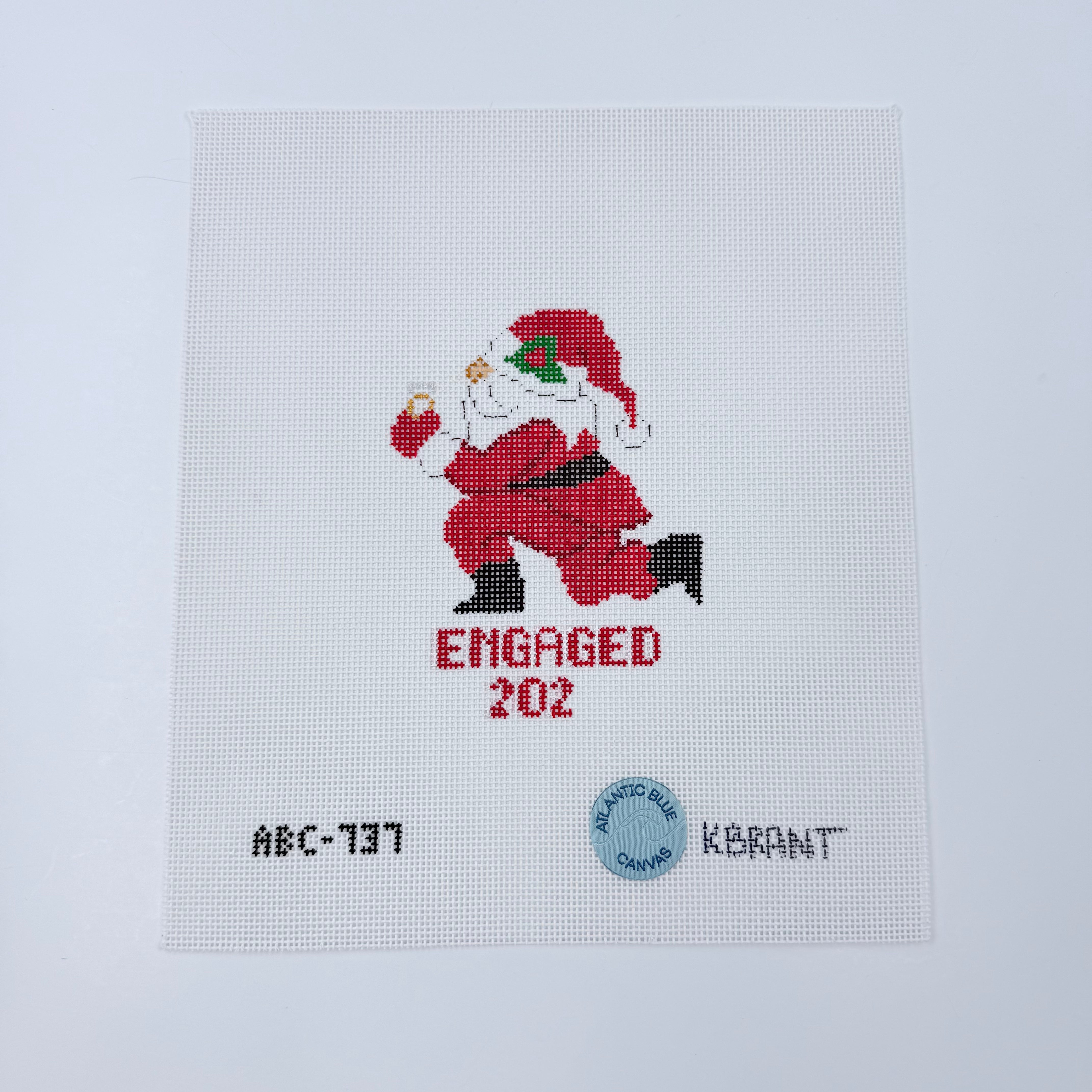 Engaged Proposal Santa Canvas - KC Needlepoint
