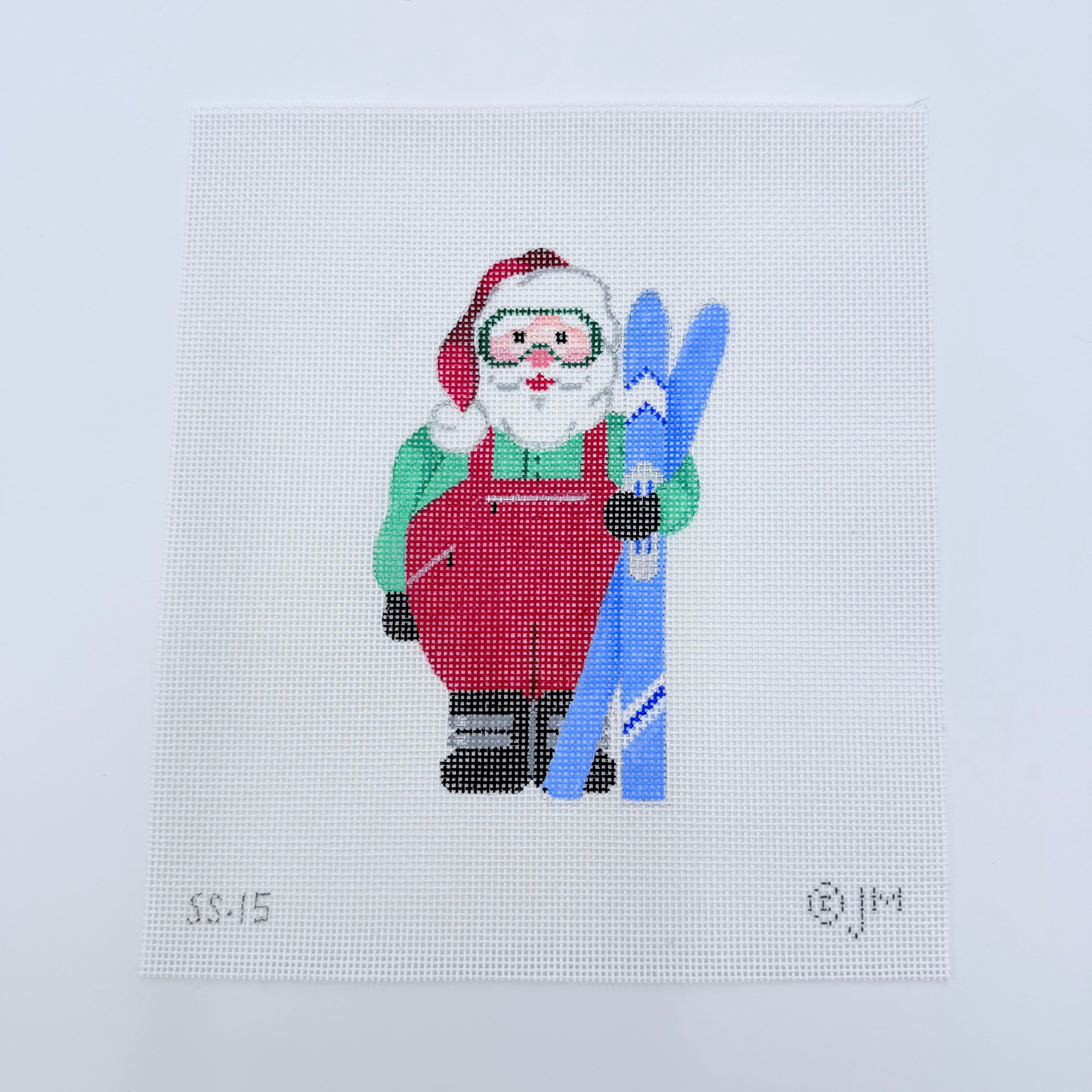 Sport Santa Skiing Canvas - KC Needlepoint