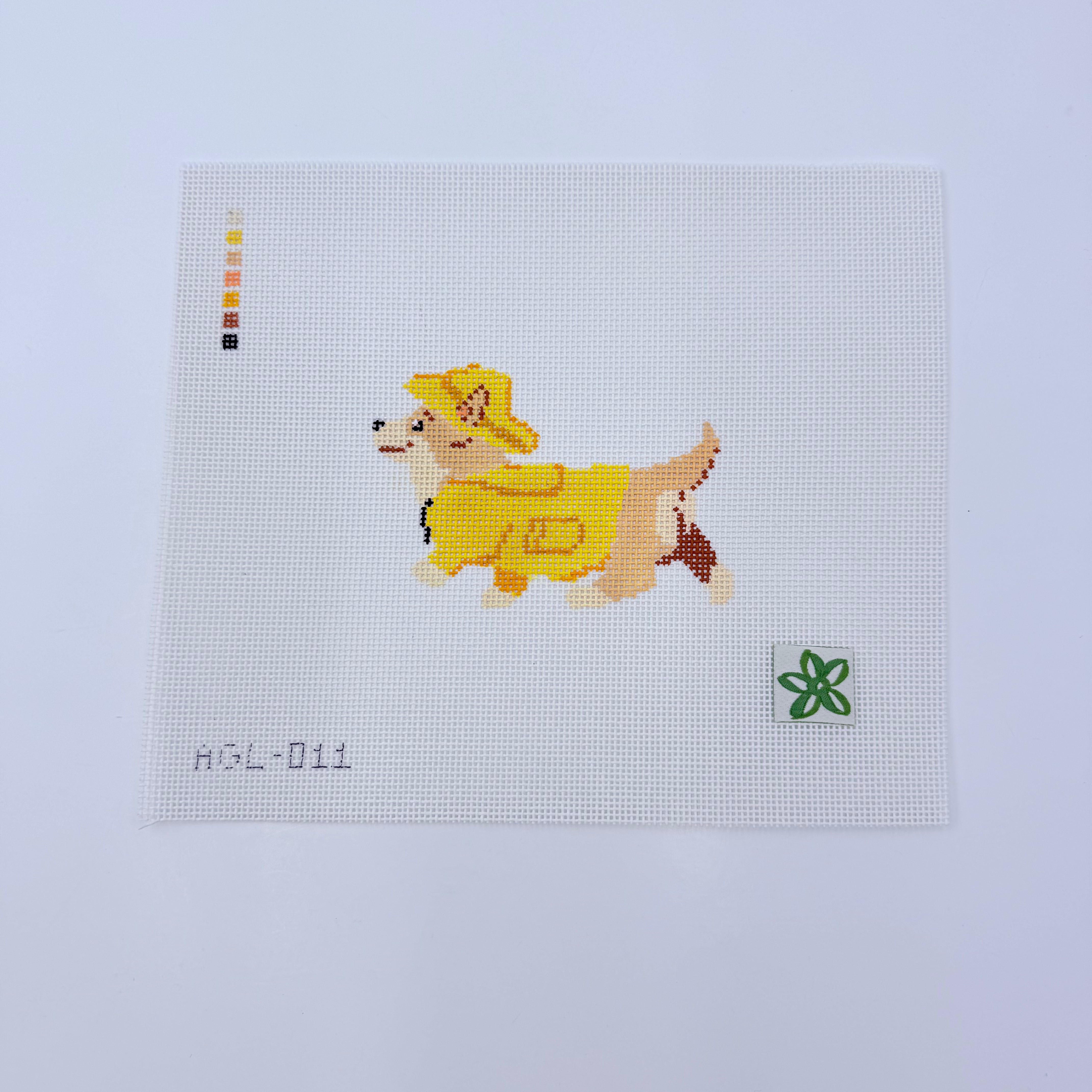 Corgi in a Raincoat Canvas - KC Needlepoint