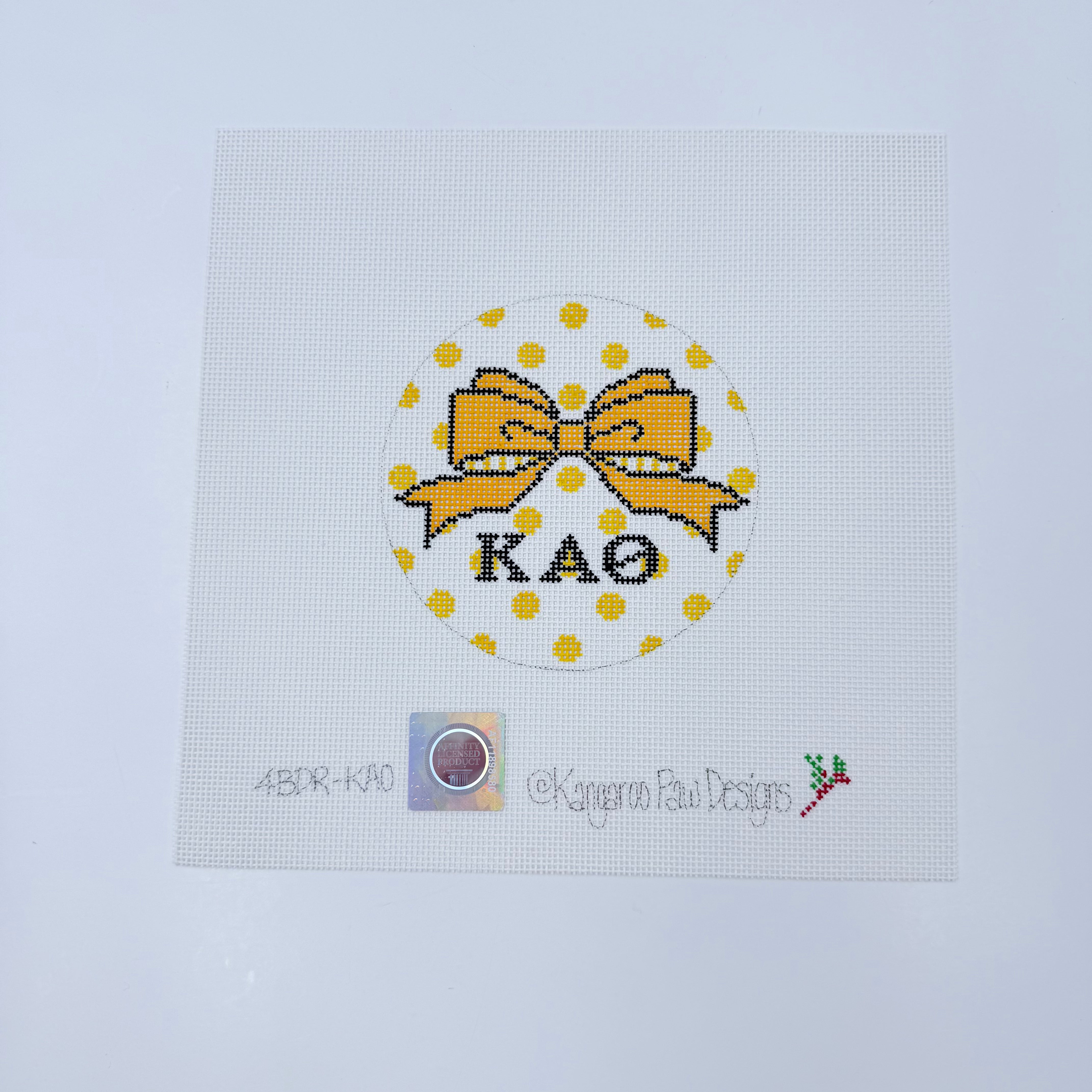 Kappa Alpha Theta Bow Round Canvas - KC Needlepoint